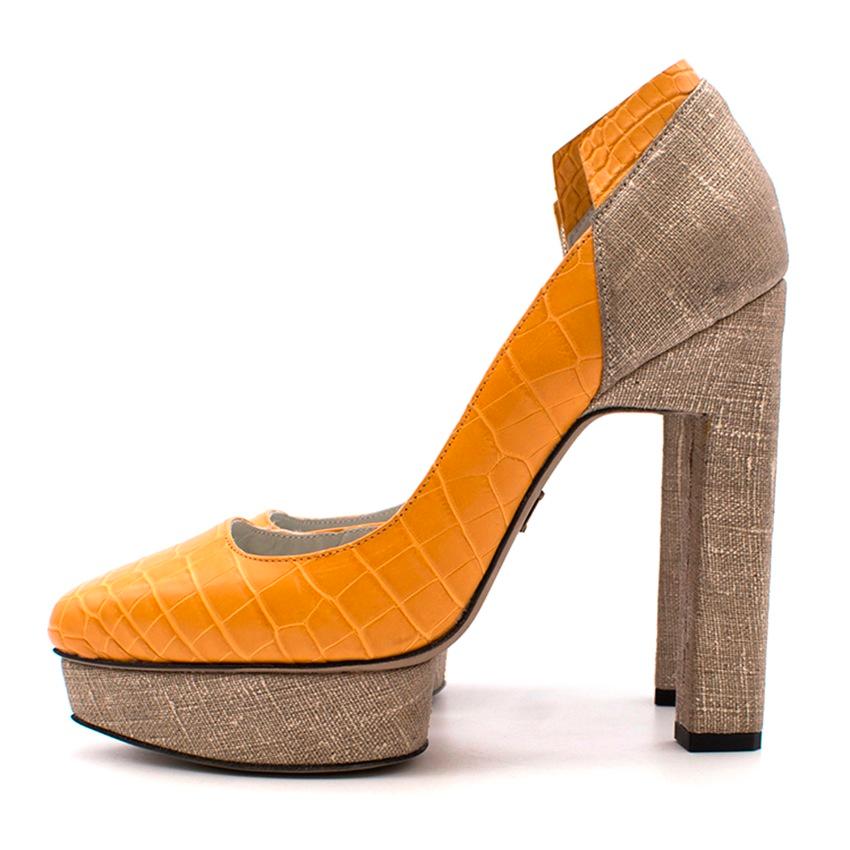 Karina IK Yer Coco Block Heels - Size EU 37 In Excellent Condition For Sale In London, GB