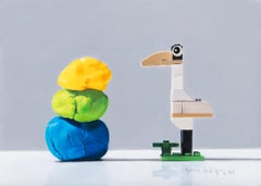 "The Obstacle" (2024) de Karina Rodríguez, peinture à l'huile contemporaine de nature morte.