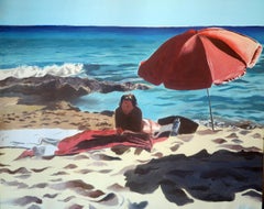 Französische zeitgenössische Kunst von Karine Bartoli – Formentera, Parasol Rouge