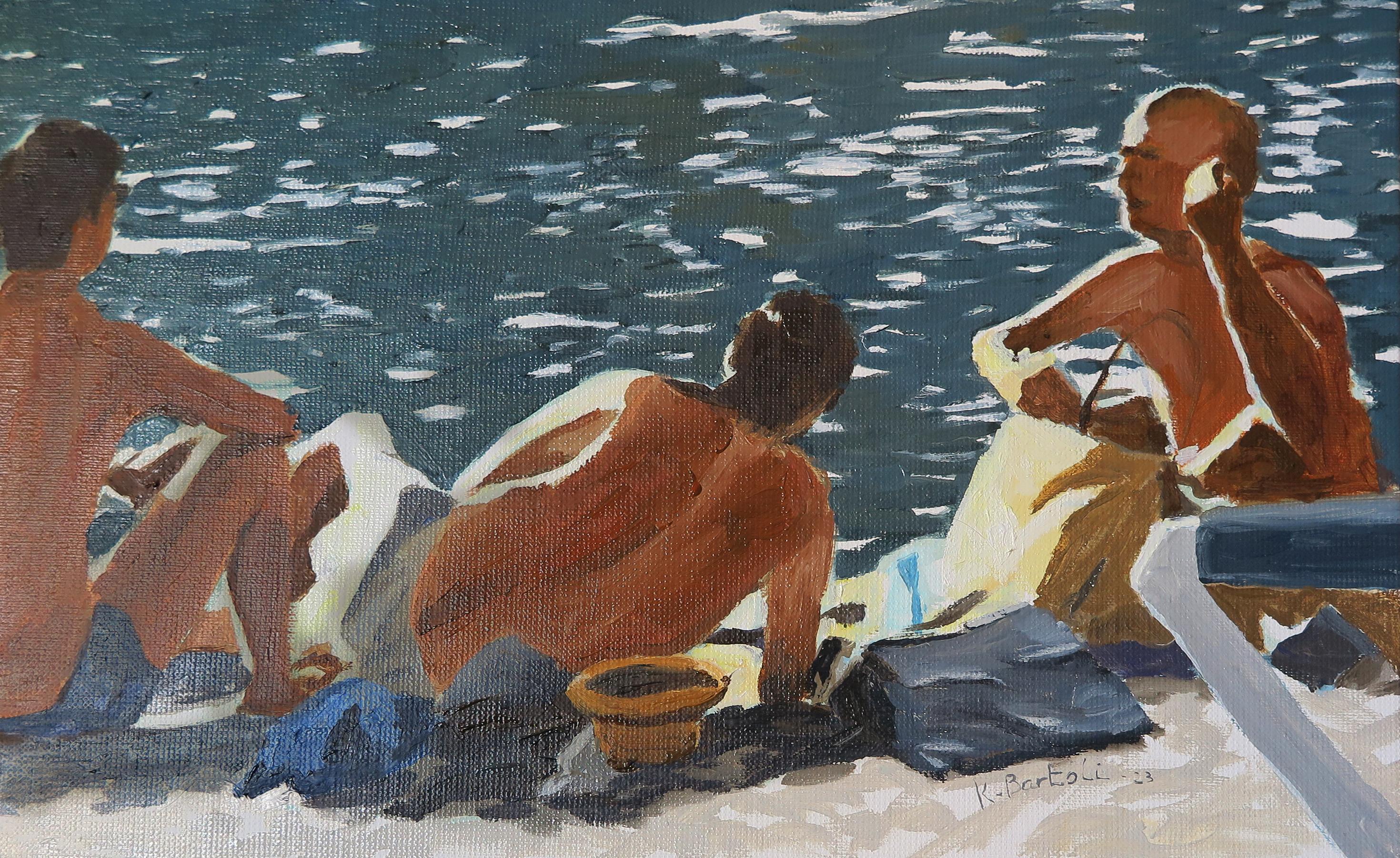 Arte contemporáneo francés de Karine Bartoli - Playa 3 Personnages en venta 1