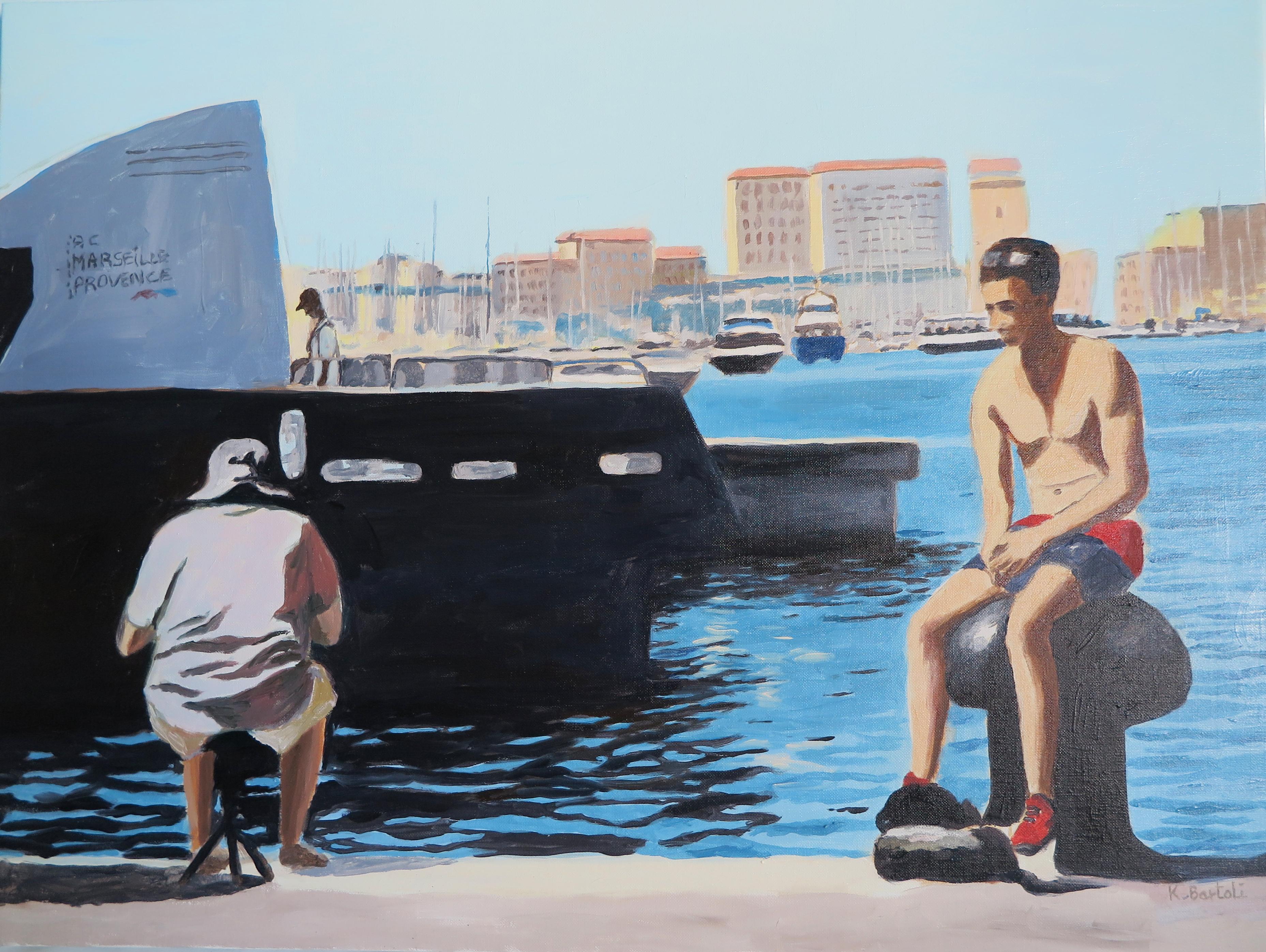 Óleo sobre lienzo

Karine Bartoli nació en 1971 en Ajaccio. Se matriculó en la Escuela Nacional Superior de Bellas Artes de Marsella, donde se licenció en 1997. Desde entonces se dedica a la práctica de la pintura. Su obra es figurativa, un campo