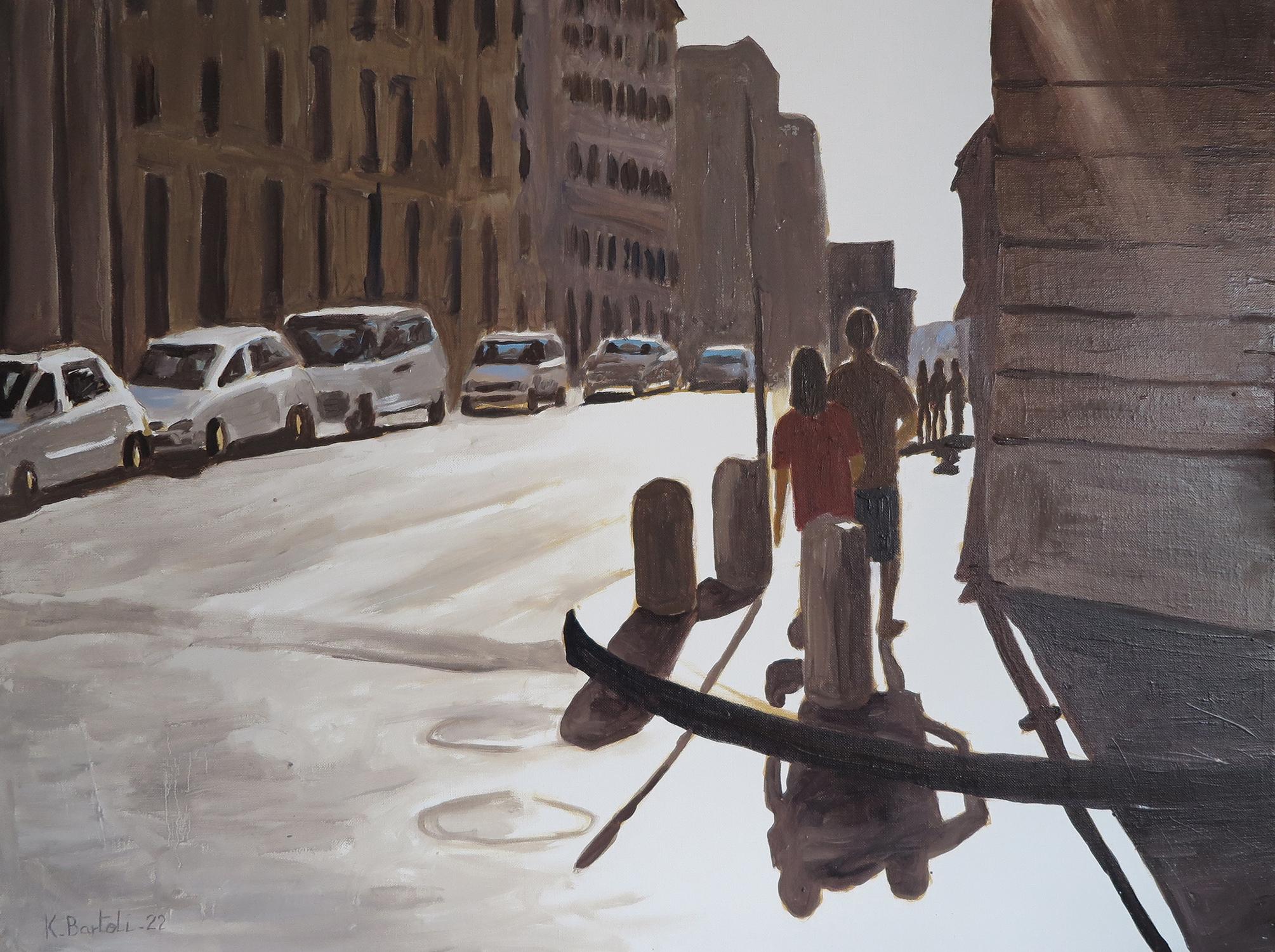 Óleo sobre lienzo

Karine Bartoli nació en 1971 en Ajaccio. Se matriculó en la Escuela Nacional Superior de Bellas Artes de Marsella, donde se licenció en 1997. Desde entonces se dedica a la práctica de la pintura. Su obra es figurativa, un campo
