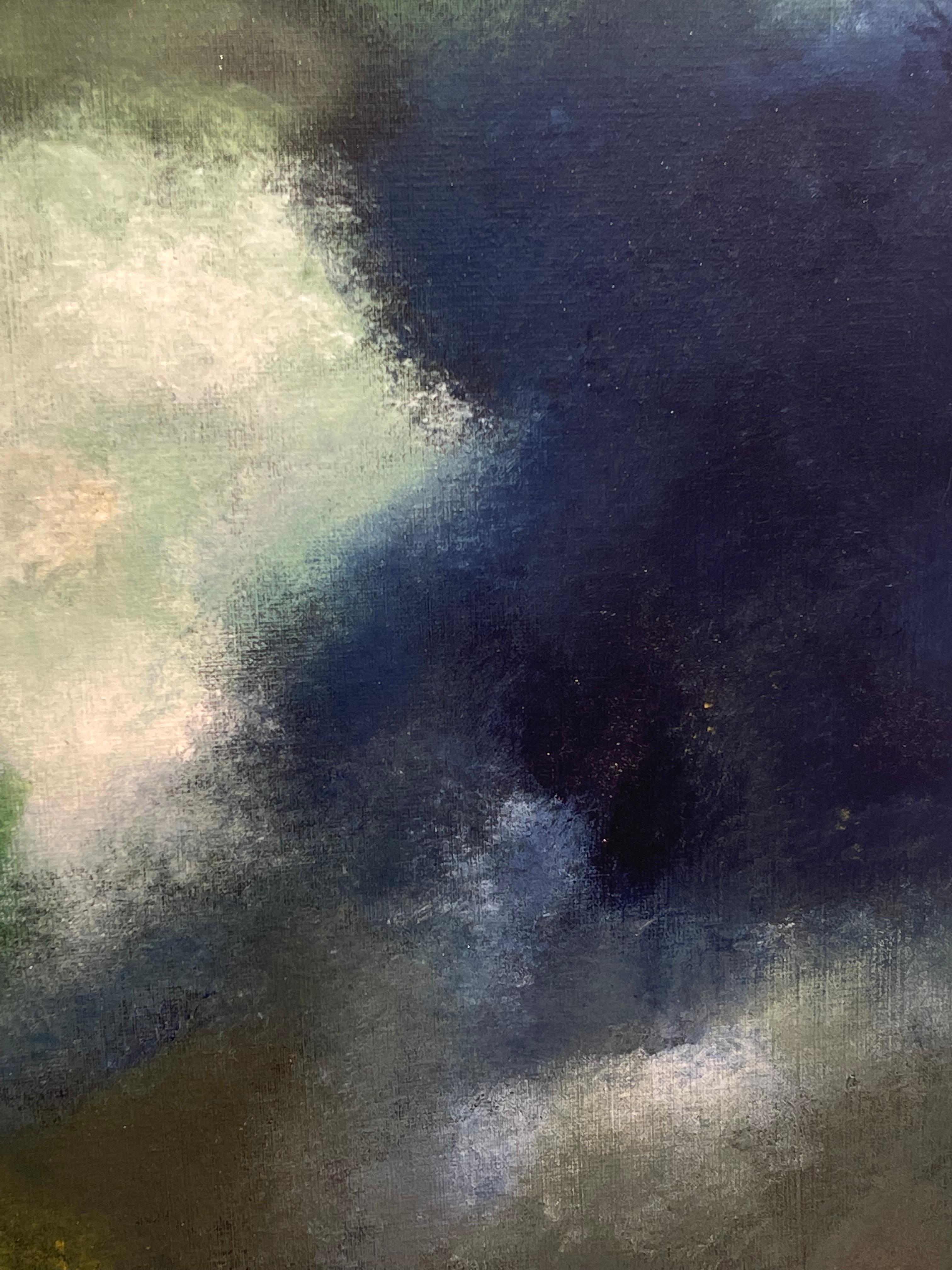 Esta encantadora obra abstracta está llena de verdes vibrantes, con una pincelada impresionista. Karine Lahannier pinta en estado meditativo, entregándonos una oda a la belleza de los territorios en bruto, la huella de los bosques salvajes y la