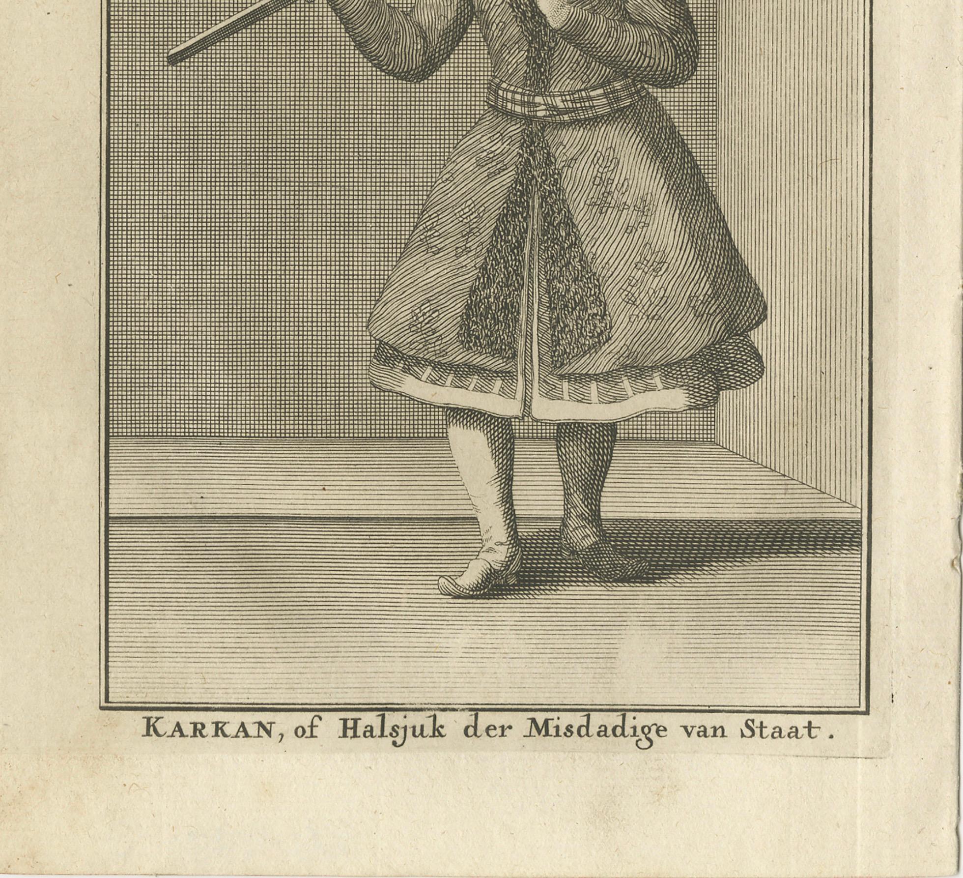 Karkan - Kupferstich des osmanischen Strafkragens aus dem 18. Jahrhundert, ca. 1730 (Graviert) im Angebot