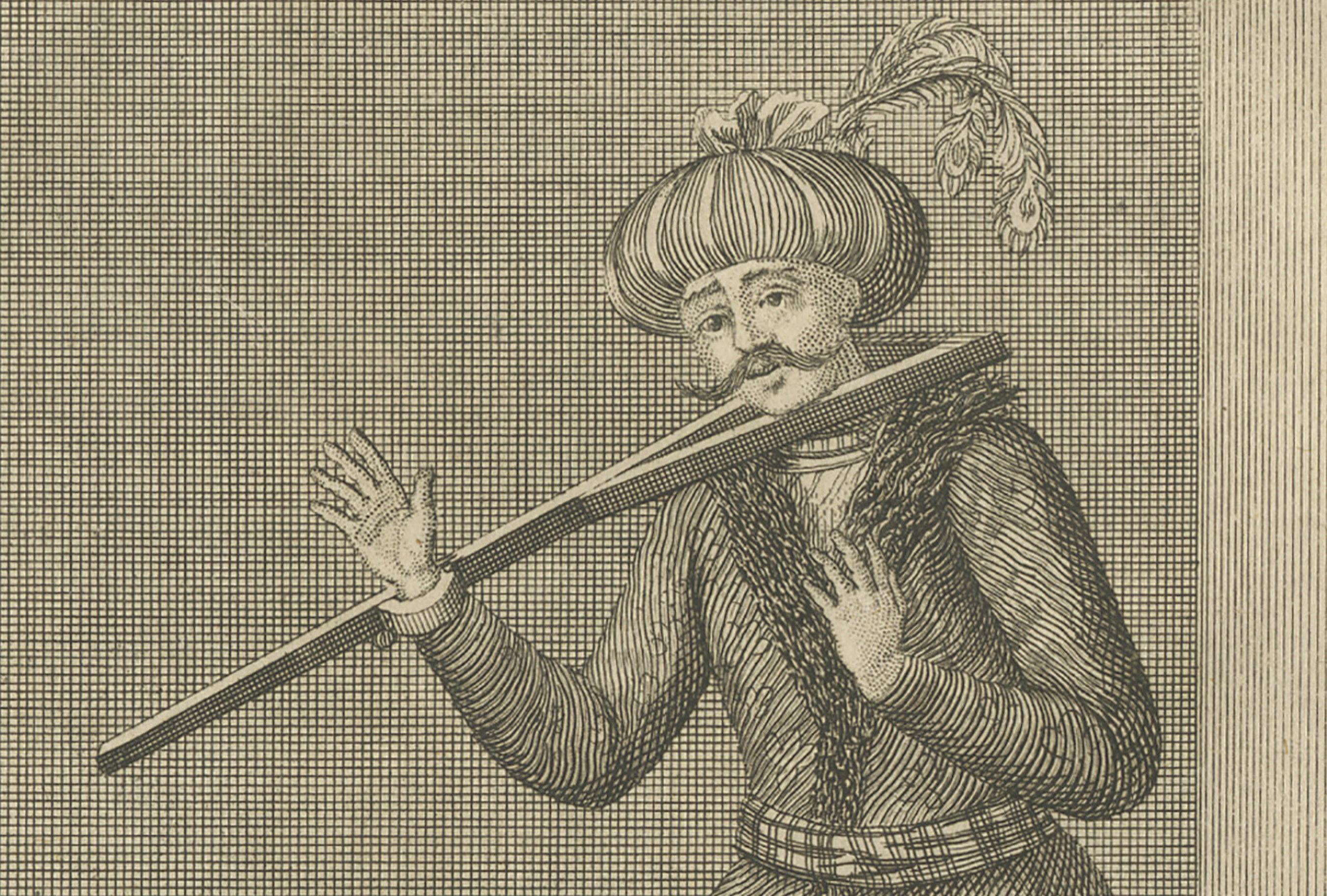 Karkan - Kupferstich des osmanischen Strafkragens aus dem 18. Jahrhundert, ca. 1730 im Zustand „Gut“ im Angebot in Langweer, NL