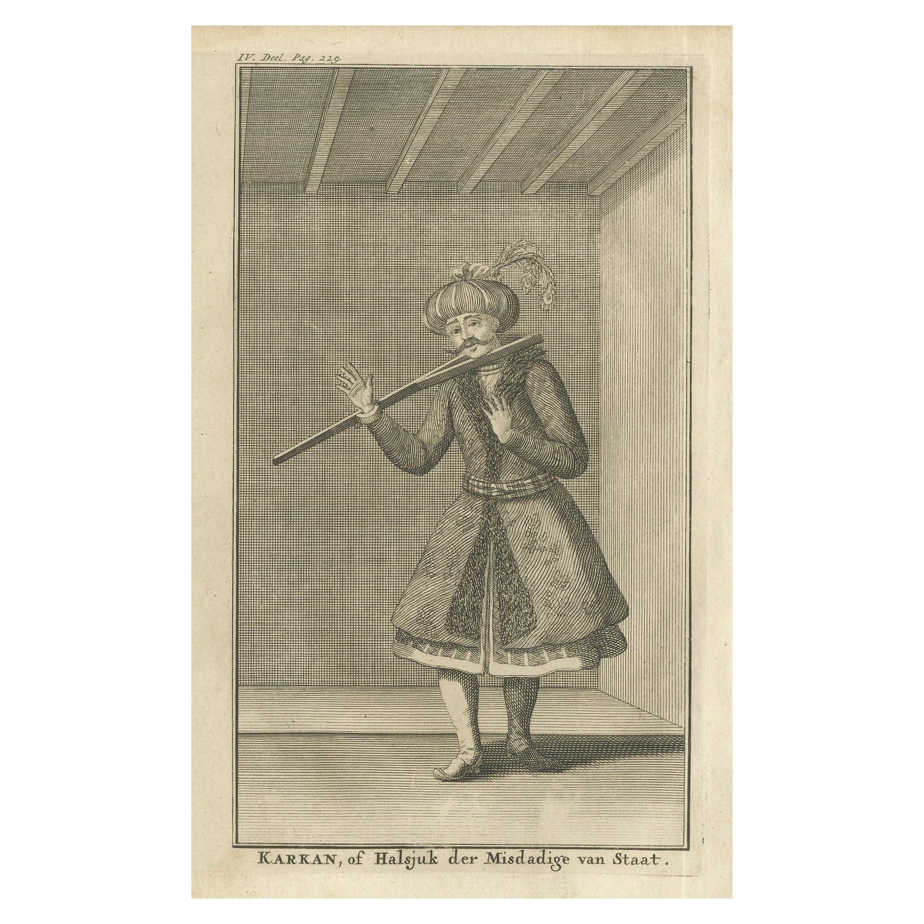 Karkan - Grabado del siglo XVIII de un collar de castigo del Estado otomano, c.1730