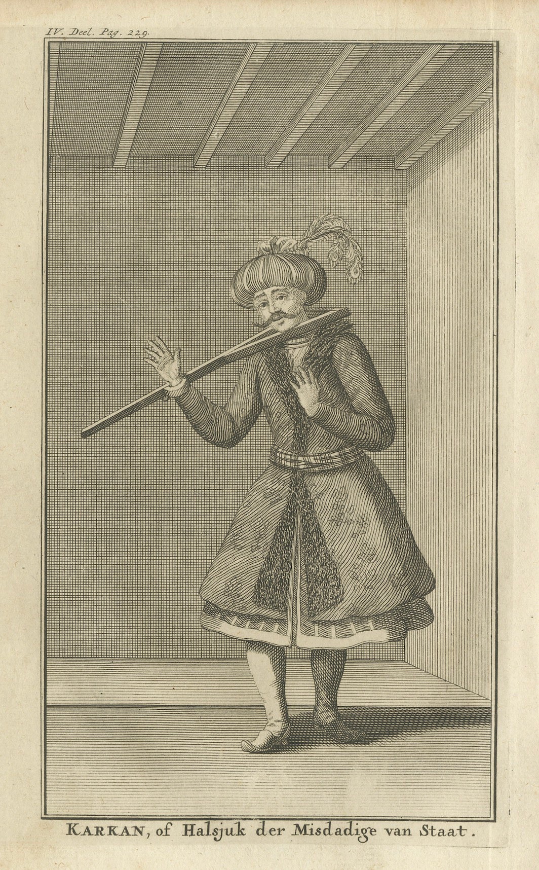 Karkan - Gravure du XVIIIe siècle représentant un collier de punition de l'État ottoman, c.1730 en vente