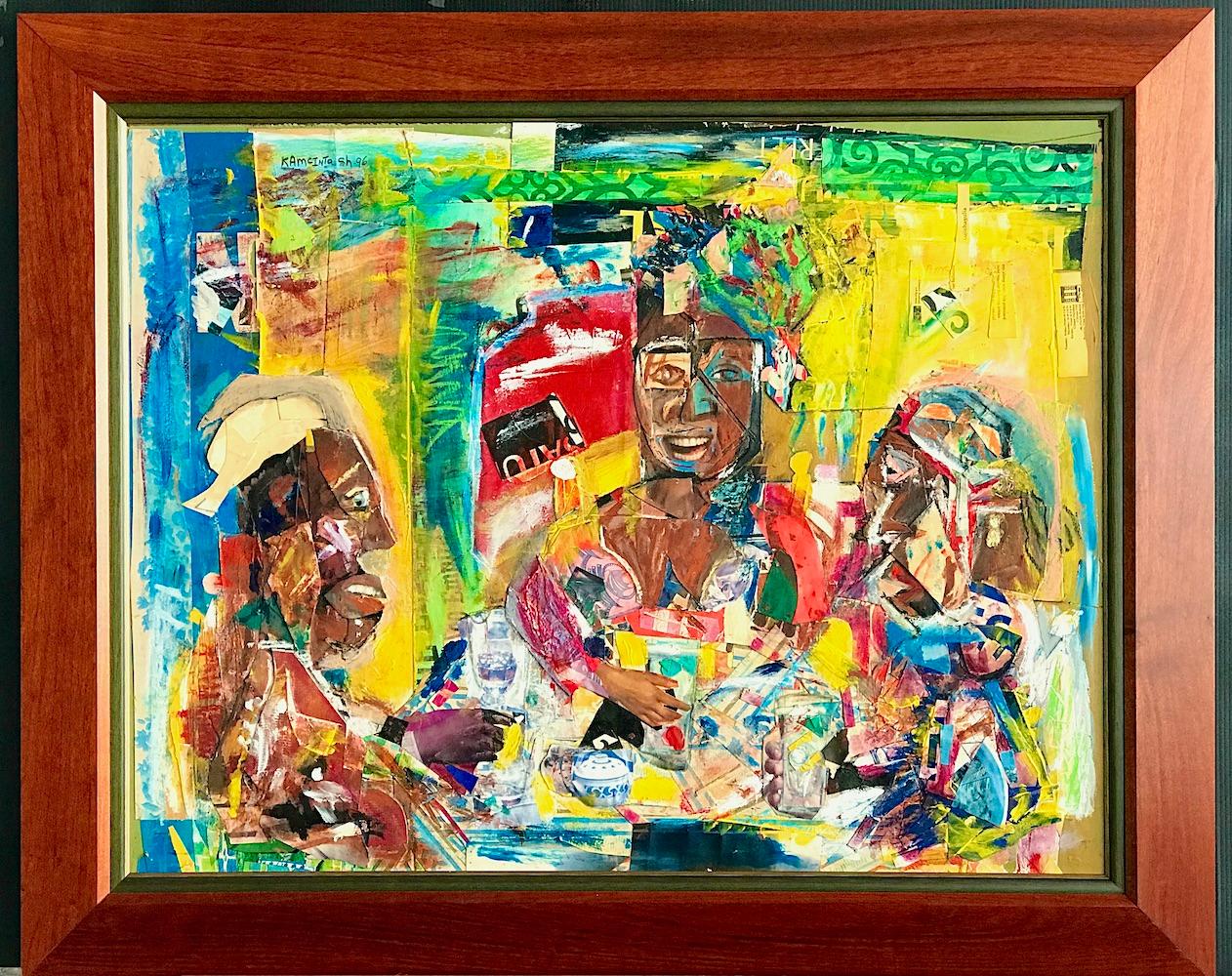 MORNING BREAKFAST Abstract Mixed Media Collage, Black People Having Breakfast - Outsider Art Mixed Media Art by Karl A. McIntosh