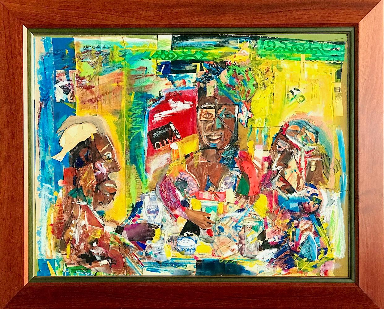 MORNING BREAKFAST Abstract Mixed Media Collage, Black People Having Breakfast - Mixed Media Art by Karl A. McIntosh
