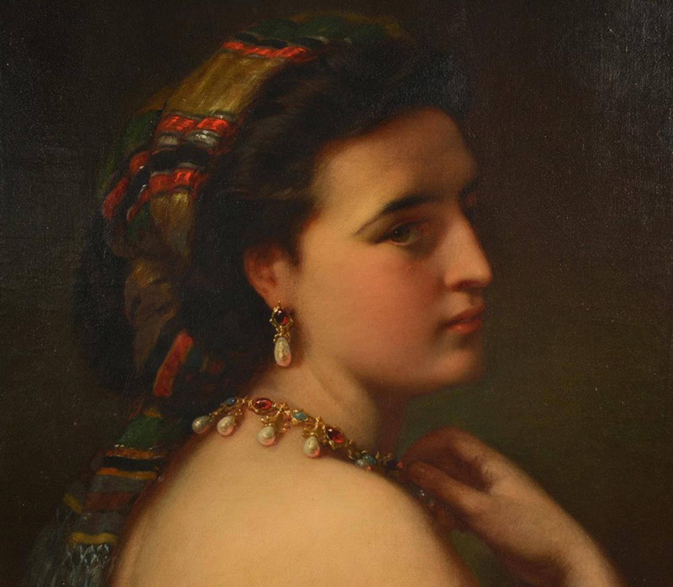 Karl Adolph Gugel (1820-1887) Mädchen mit der Perle Demi Parure Porträtgemälde im Angebot 3