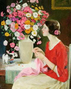 Young Lady Crocheting