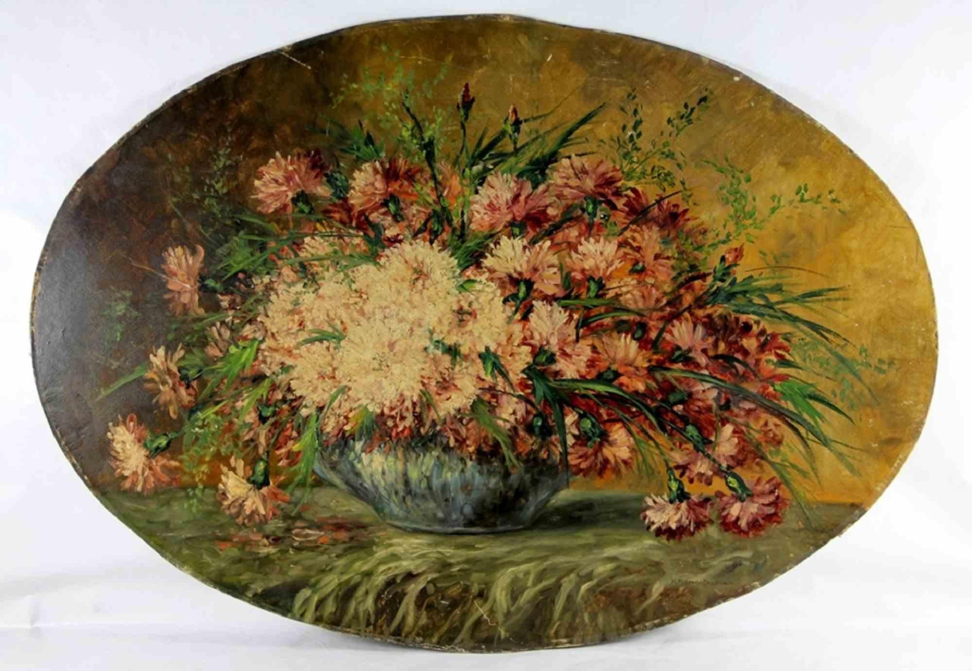 Vase mit Blumenmalerei von Karl Albrecht Buschbaum – frühes 20. Jahrhundert