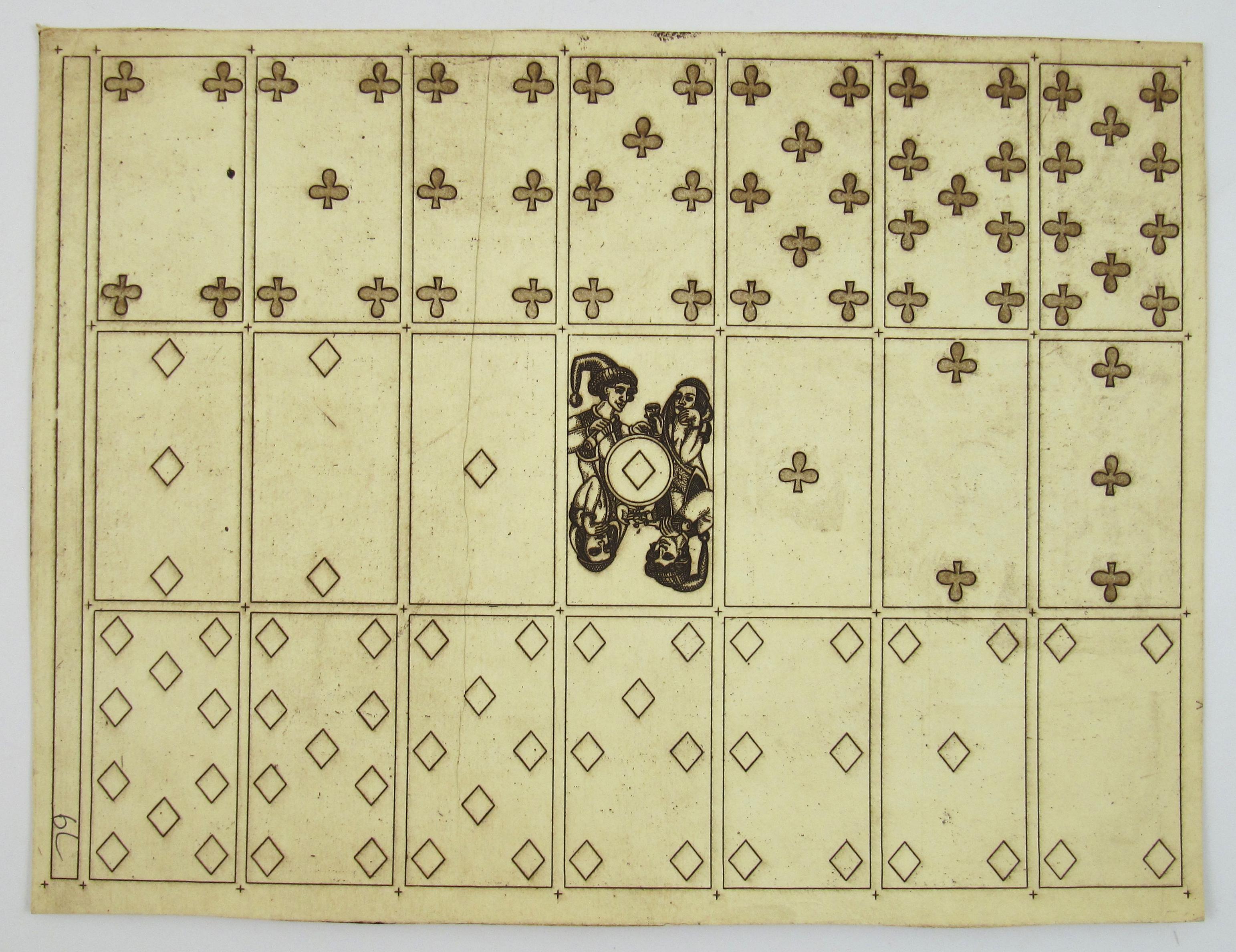 Merry Andrew Nr. 30, 1989 von Karl Gerich of Bath – zwei Kartendruckböden mit Spielkartenmuster (Beige), Figurative Print, von Karl Alexander Gerich