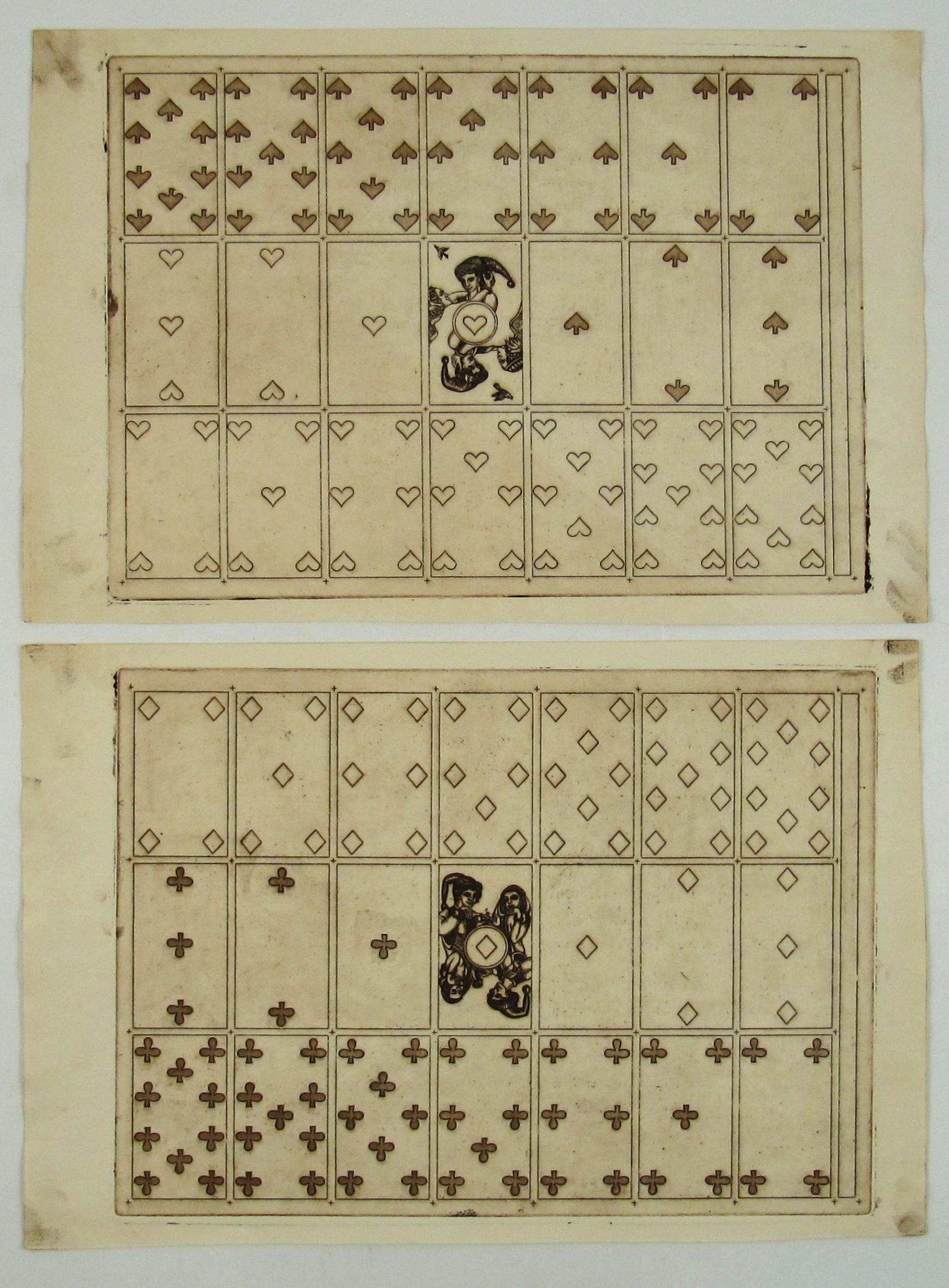 Merry Andrew n° 30, 1989 par Karl Gerich of Bath - Deux échantillons d'impression de cartes de jeu