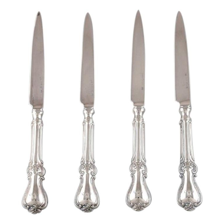 Karl Almgren, Sweden, Four Fruit Knives in Silver 830 and Stainless Steel