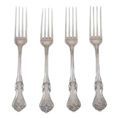 Karl Almgren, Sweden, Four Lunch Forks in Silver 830, Dated 1931