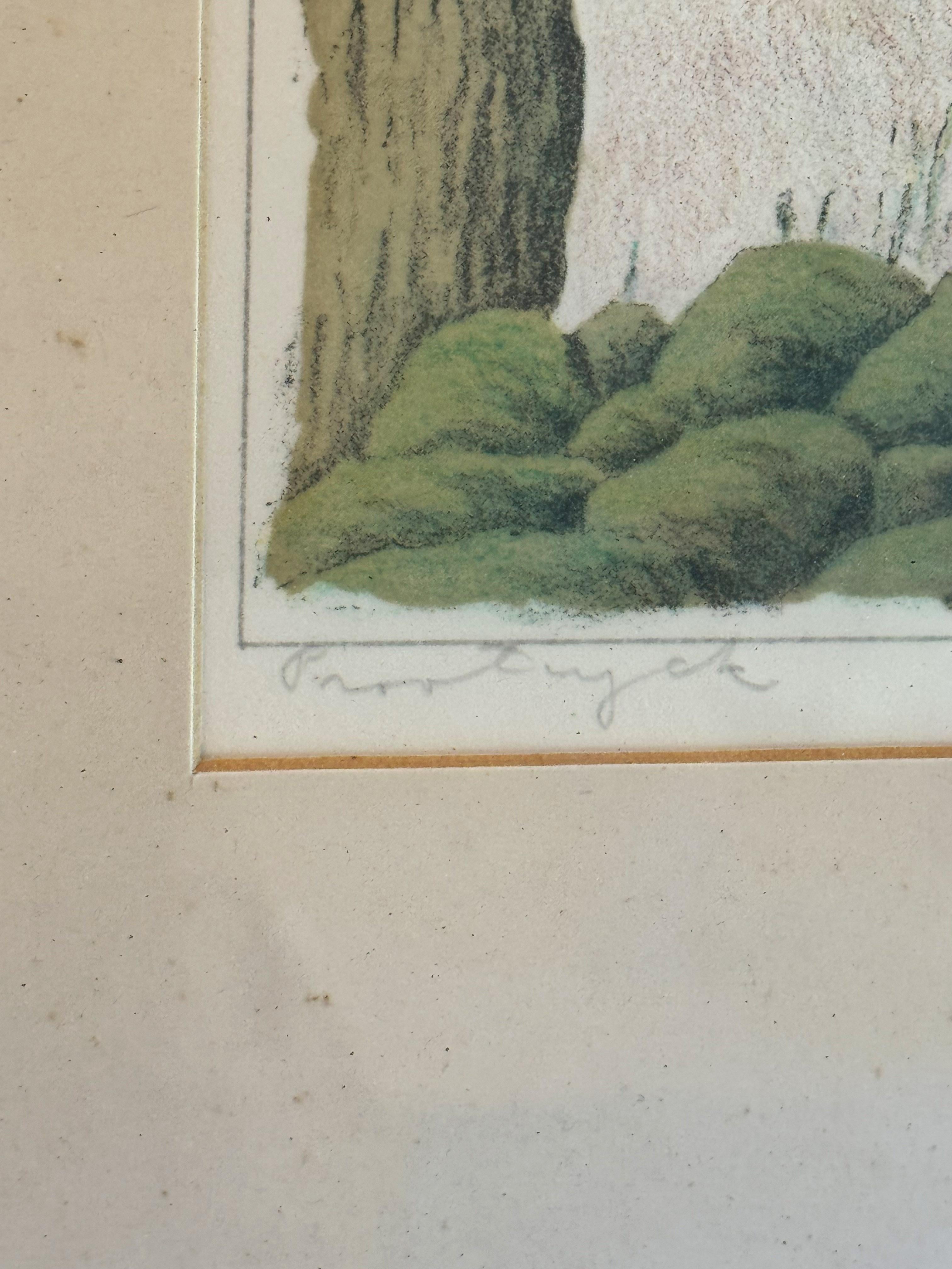 Swedish Karl Axel Pehrson Botanical Motif With Bird, Color Lithograph For Sale