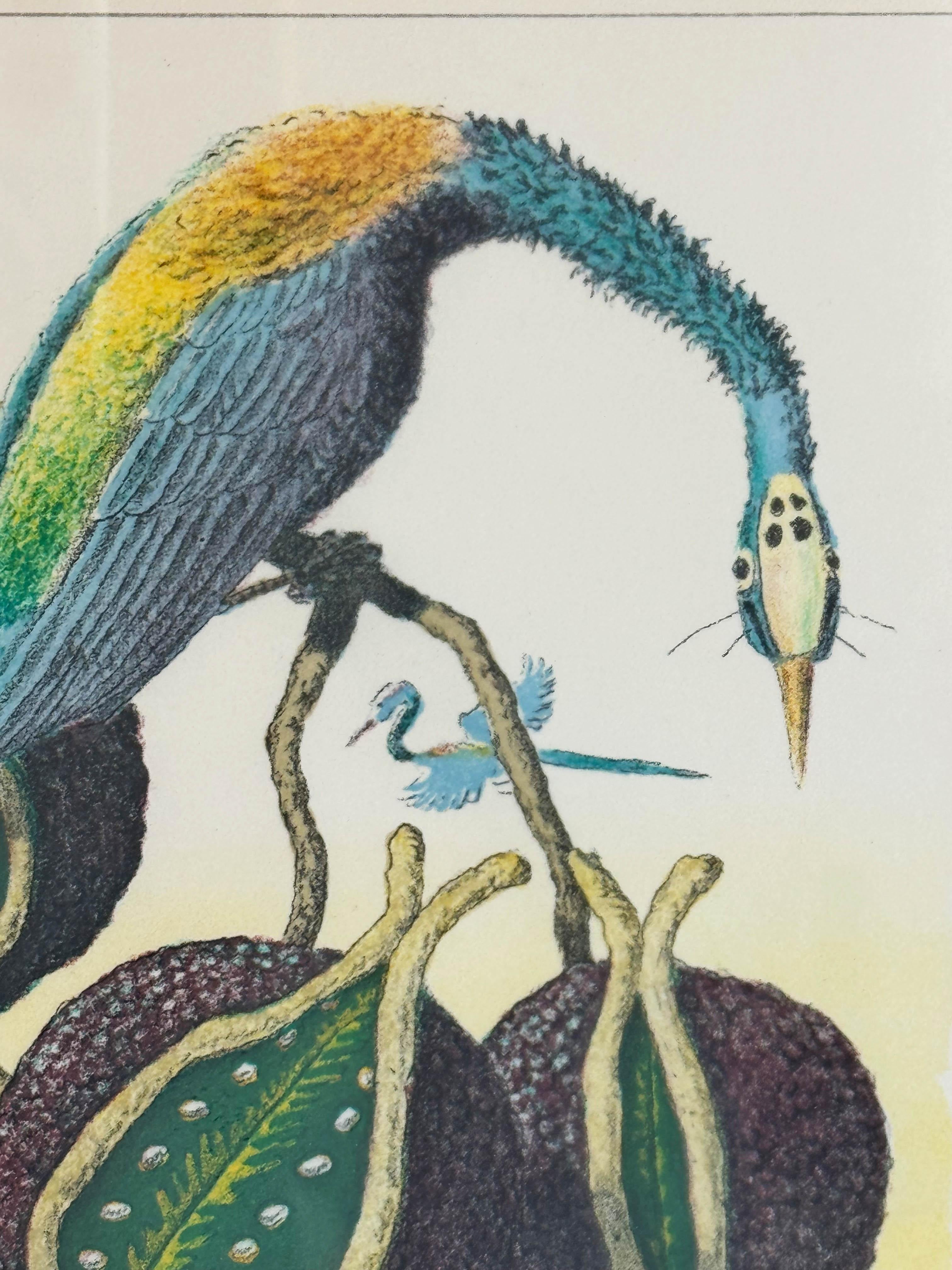 Karl Axel Pehrson Botanical Motif With Bird, Color Lithograph For Sale 1