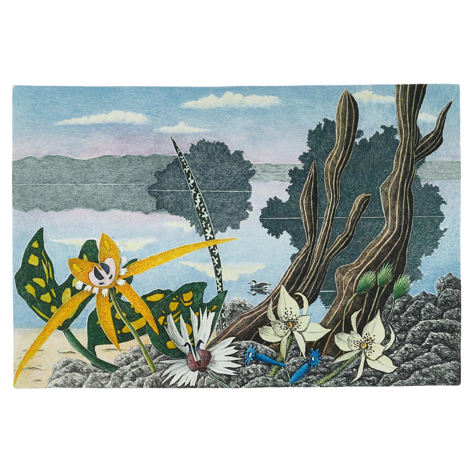 Karl Axel Pehrson Phantasielandschaft, Farblithographie im Angebot