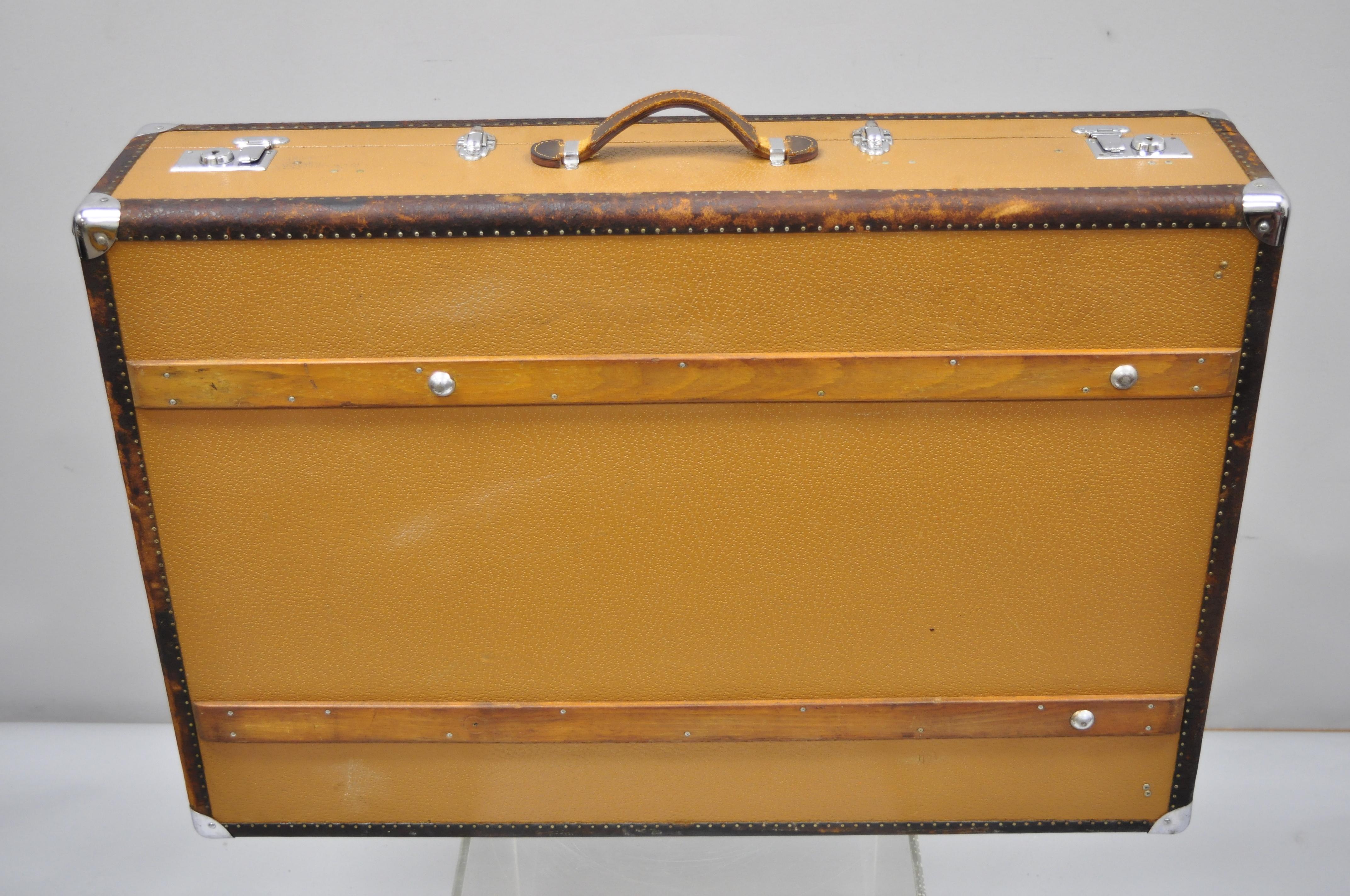Karl Baisch Mercedes Benz Grande valise rigide Valise en bois & Garniture en cuir Malle 2