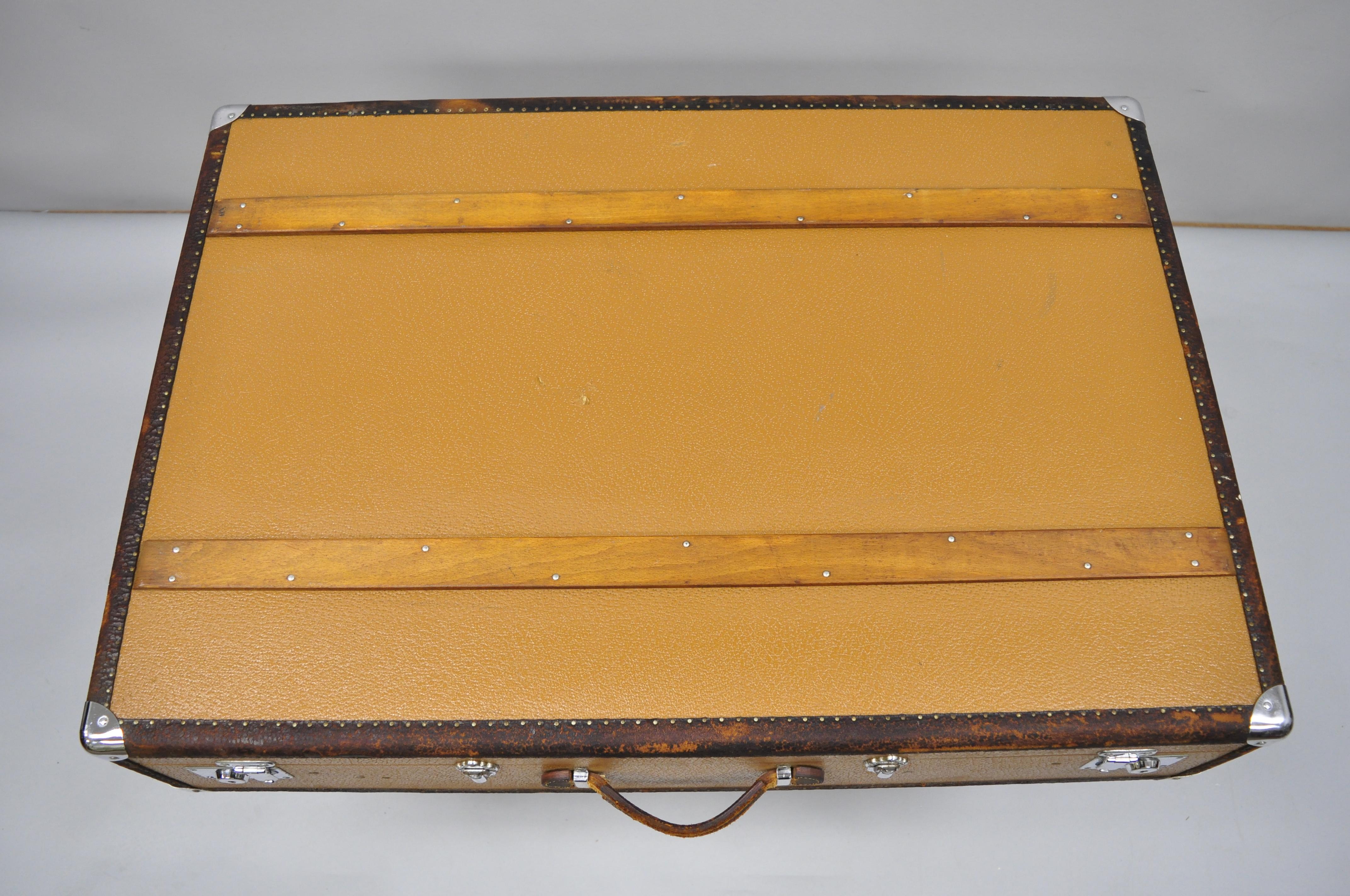 Karl Baisch Mercedes Benz Grande valise rigide Valise en bois & Garniture en cuir Malle 4