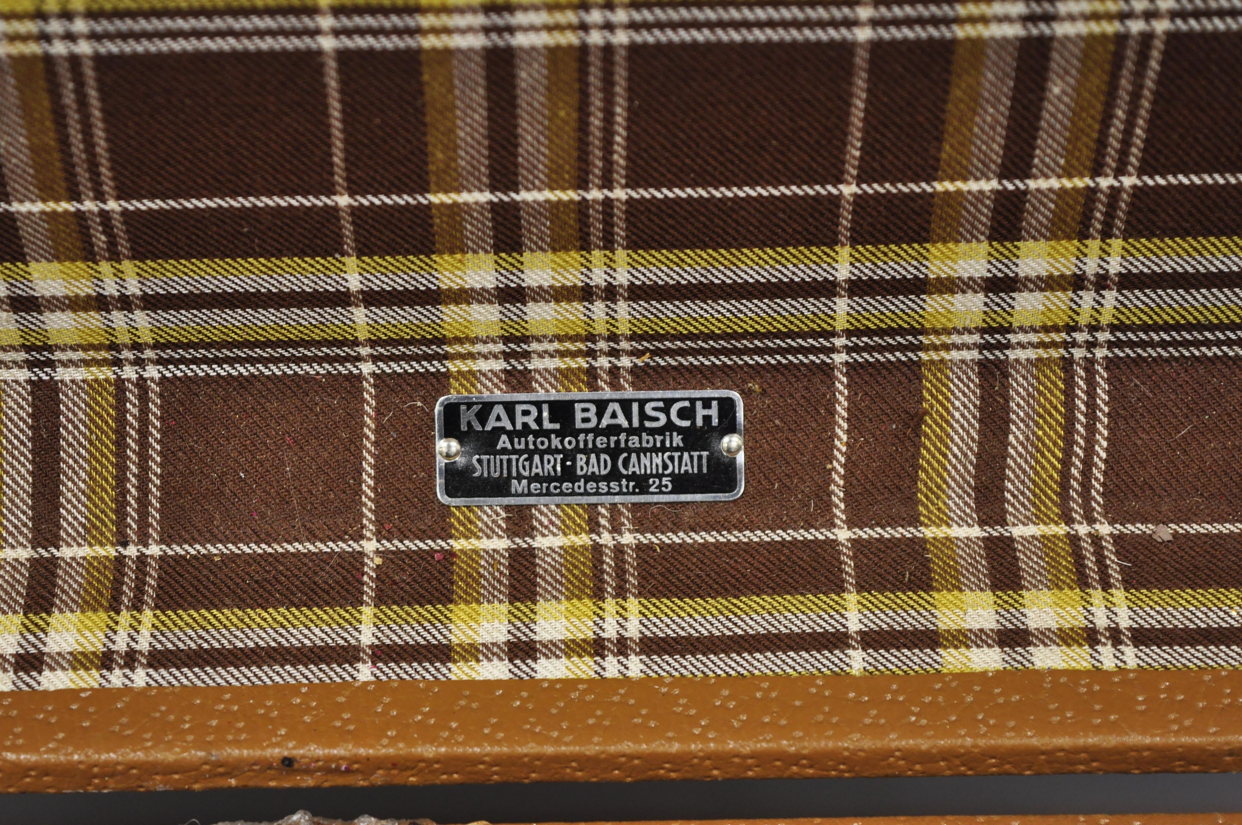 Karl Baisch Mercedes Benz Grande valise rigide Valise en bois & Garniture en cuir Malle 1