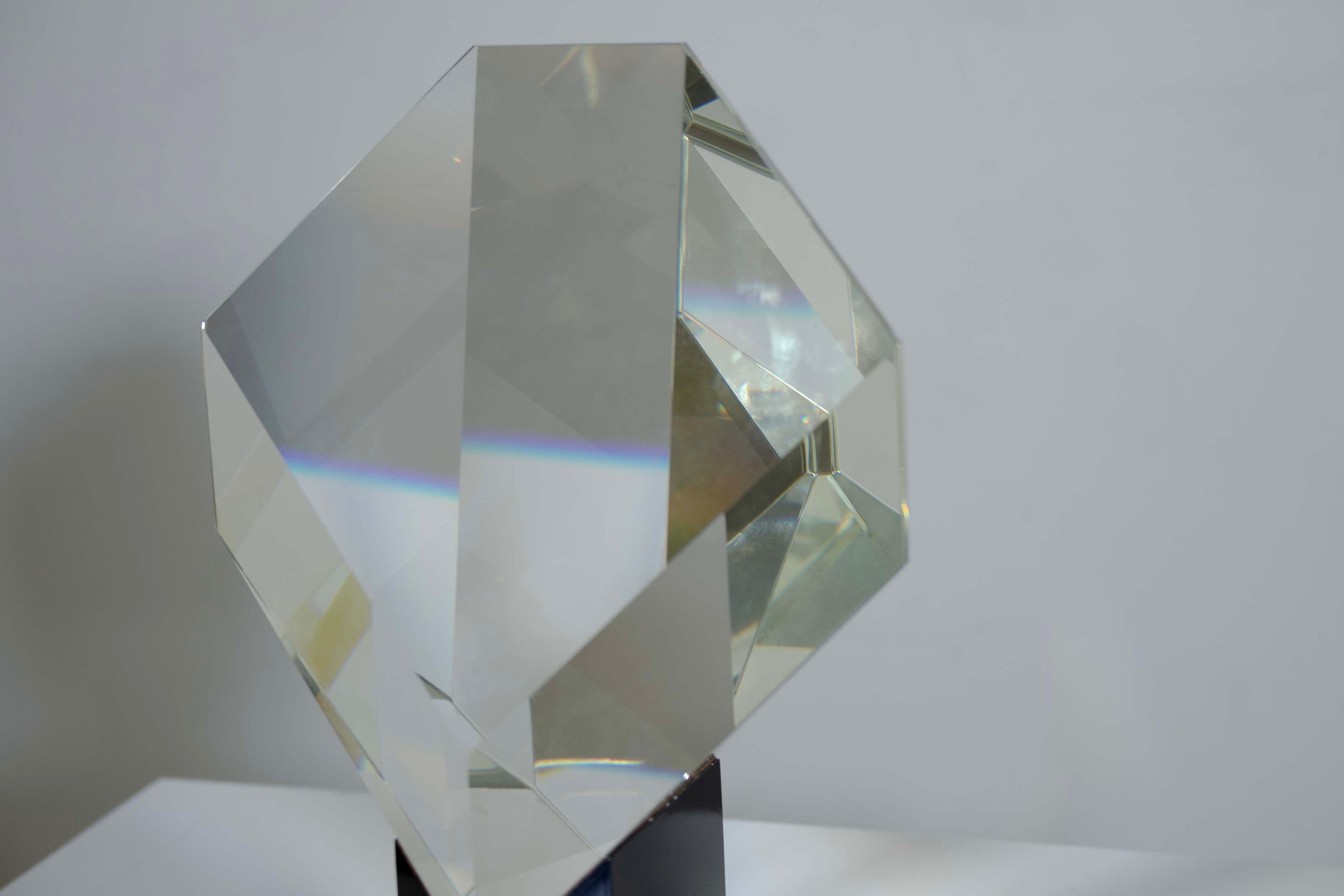 Karl Berg Contemporary Yellow Crystal Art Glass Prism Gem Sculpture CB 93 8/10 (20. Jahrhundert)