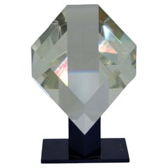 Karl Berg Contemporary Yellow Crystal Art Glass Prism Gem Sculpture CB 93 8/10