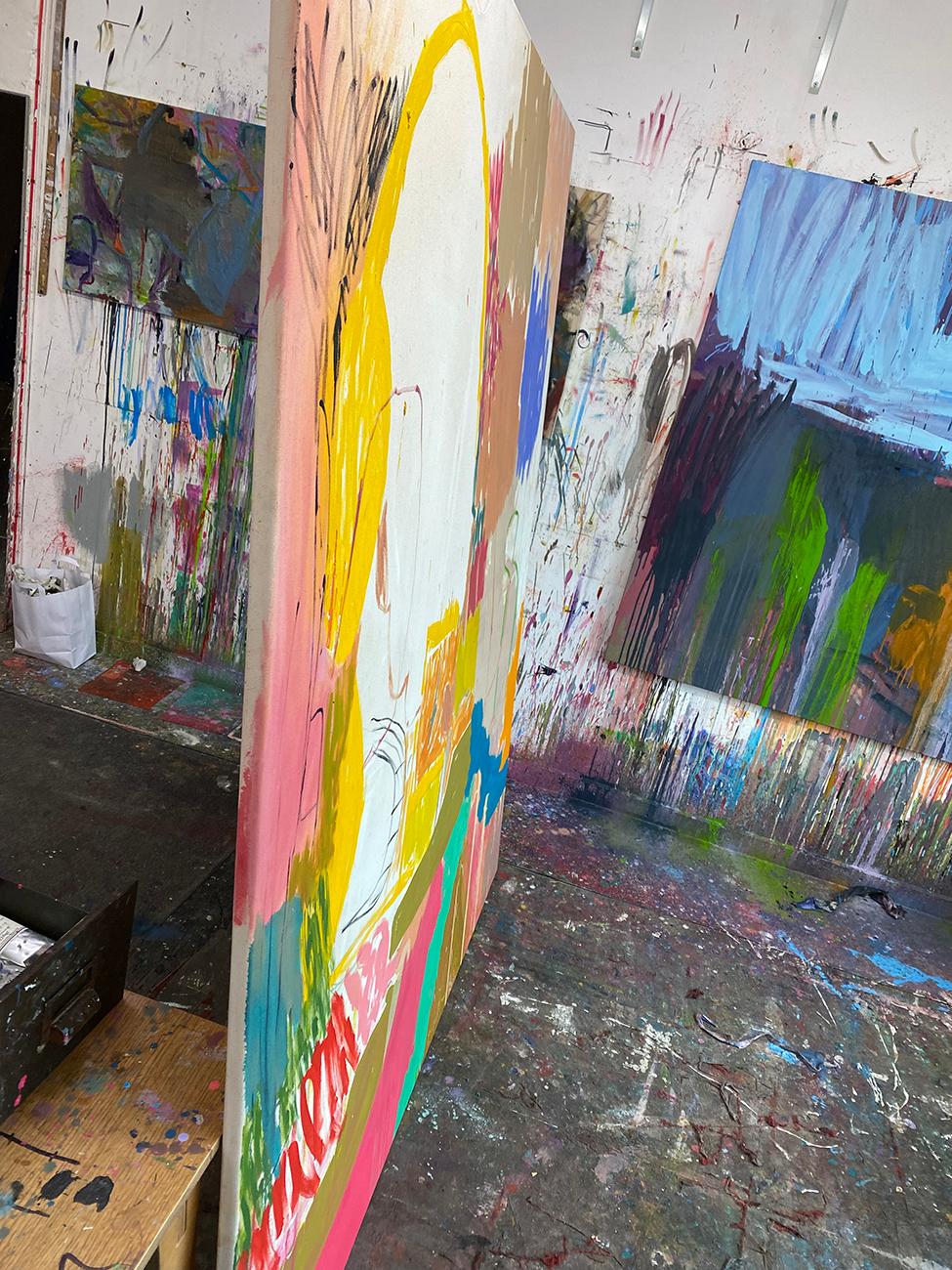 Meddle (Pittura astratta) - Abstract Painting Arancia di Karl Bielik