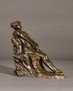 "Reclining Woman"  Bronze Portrait, Reclining Woman with Reddish Patina 