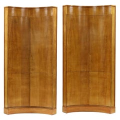 Vintage Pair of Tall Biedermeier Corner Cabinets designed by Karl Bock 1930s