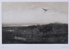 Antique Le Soir: Cerf et Herons (The Evening: Stag and Herons)