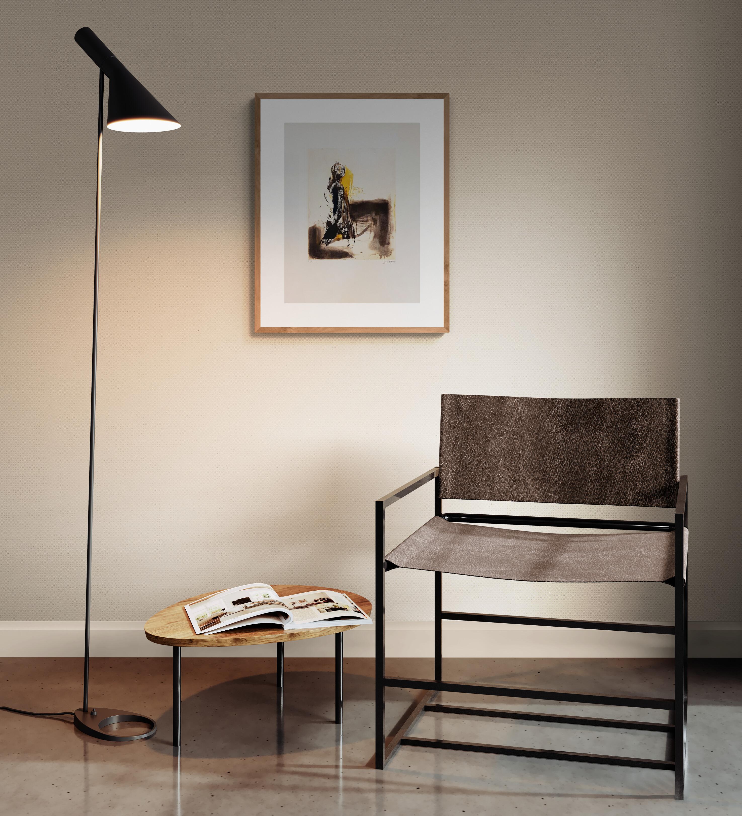 Tache Jaune - Gray Abstract Print by Karl Brandstätter