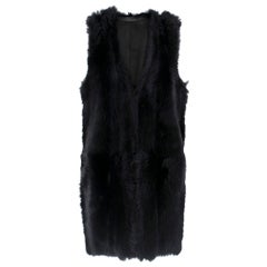 Karl Donoghue Black Faux Fur Sleeveless Jacket SIZE UK 12