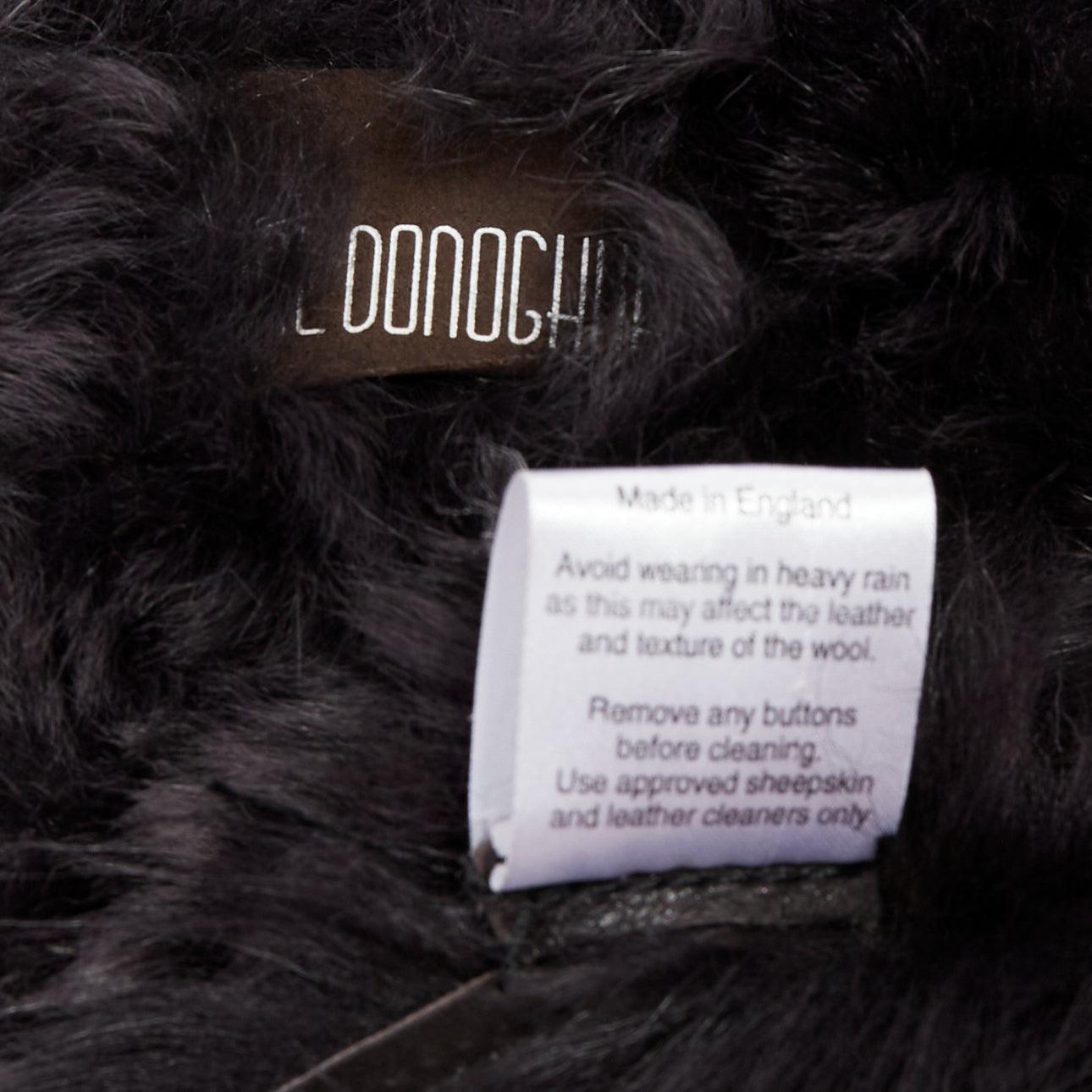 KARL DONOGHUE Gilet en cuir d'agneau noir doublé de fourrure à ourlet asymétrique dentelé XS en vente 4