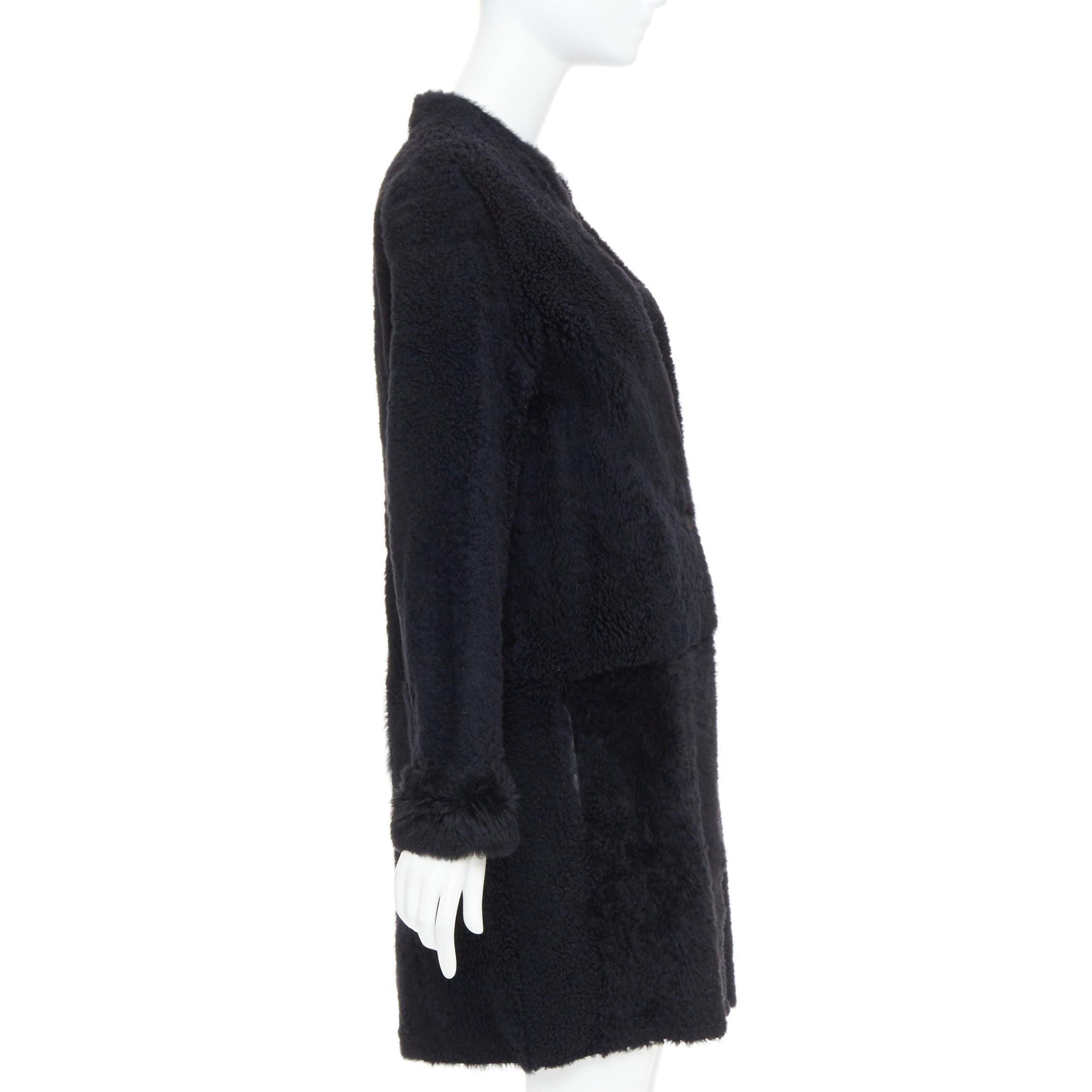 KARL DONOGHUE manteau long à un seul bouton en agneau noir et fourrure de shearling L Pour femmes en vente