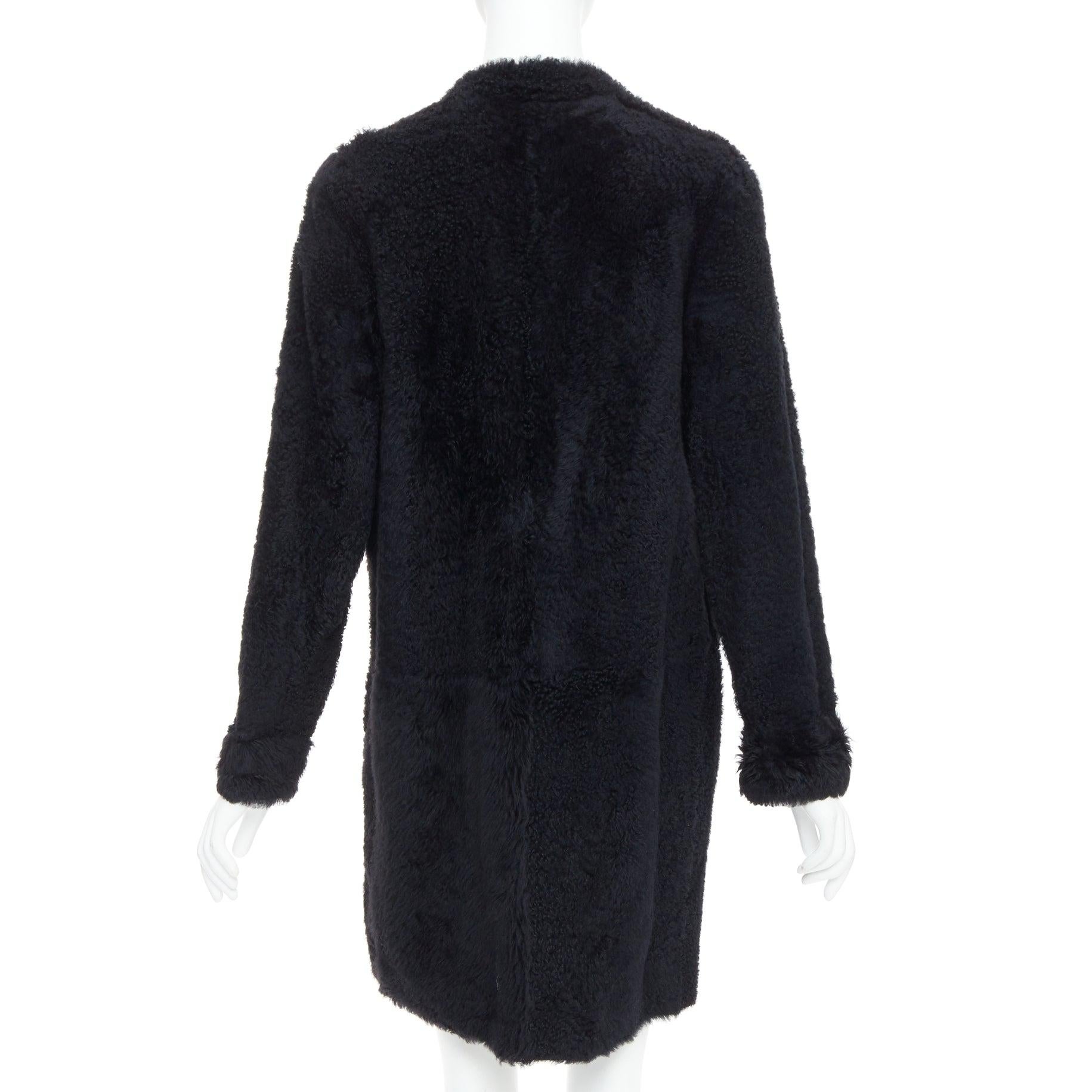 KARL DONOGHUE manteau long à un seul bouton en agneau noir et fourrure de shearling L en vente 1