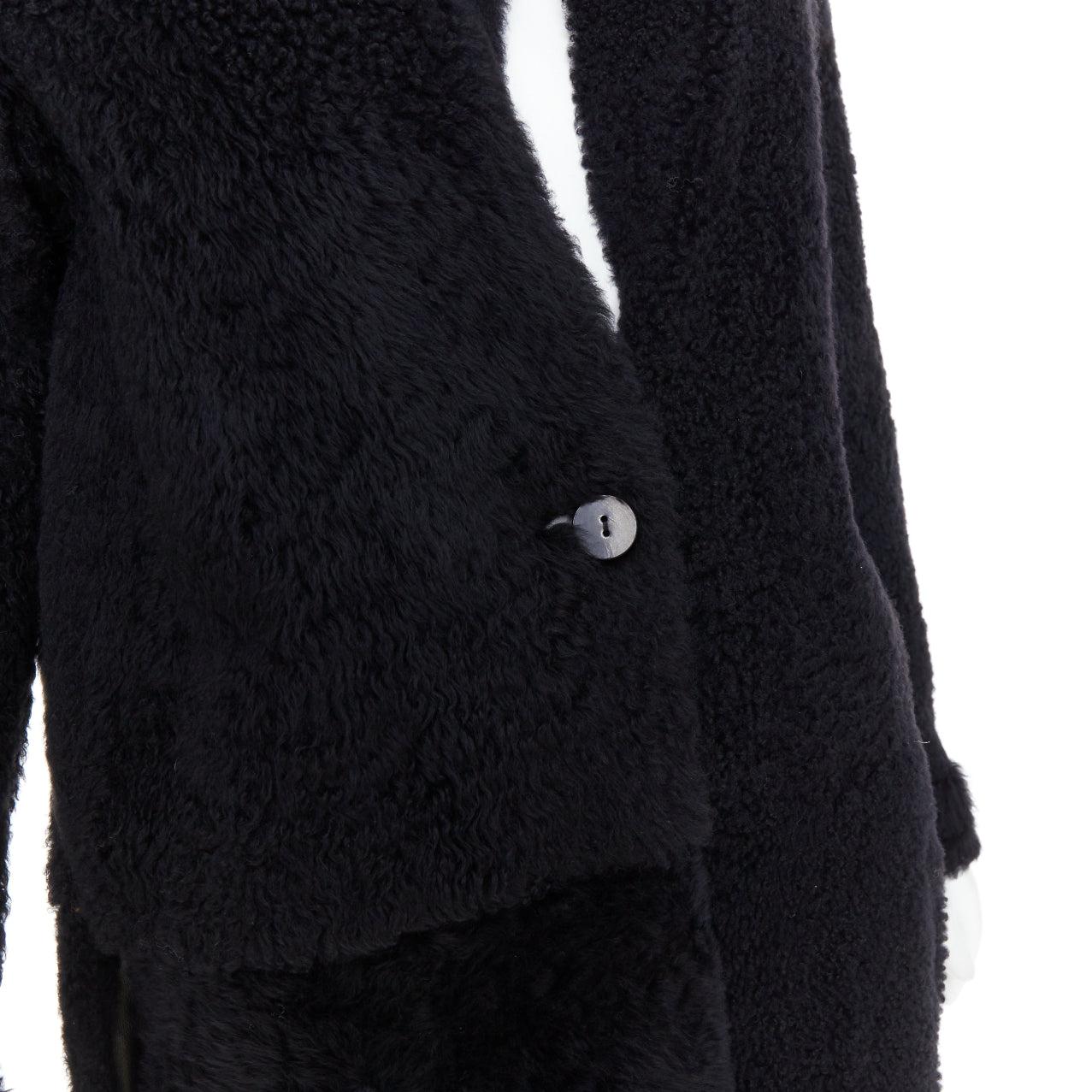 KARL DONOGHUE manteau long à un seul bouton en agneau noir et fourrure de shearling L en vente 3