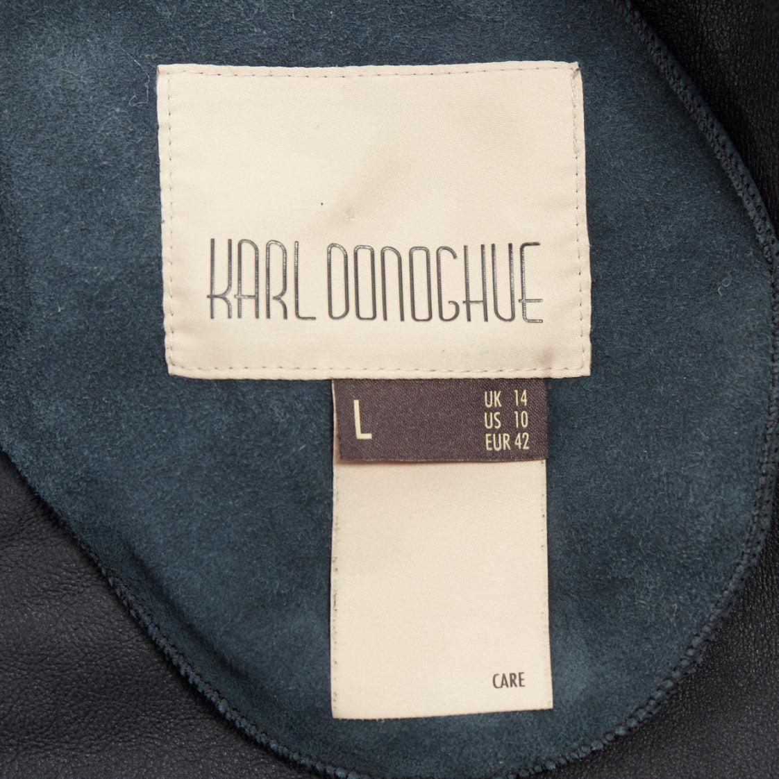 KARL DONOGHUE manteau long à un seul bouton en agneau noir et fourrure de shearling L en vente 4