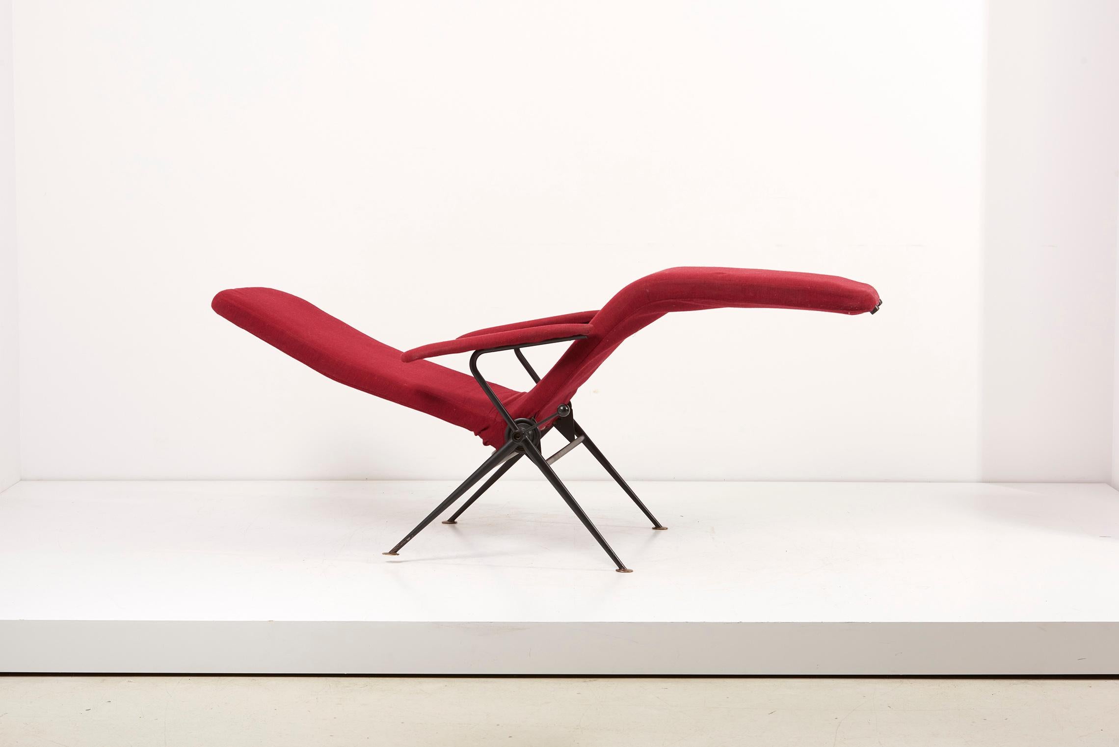 Karl Drabert Tagesbett / Easy Chair / Chaise in Rot 1950er Jahre, Deutschland 3