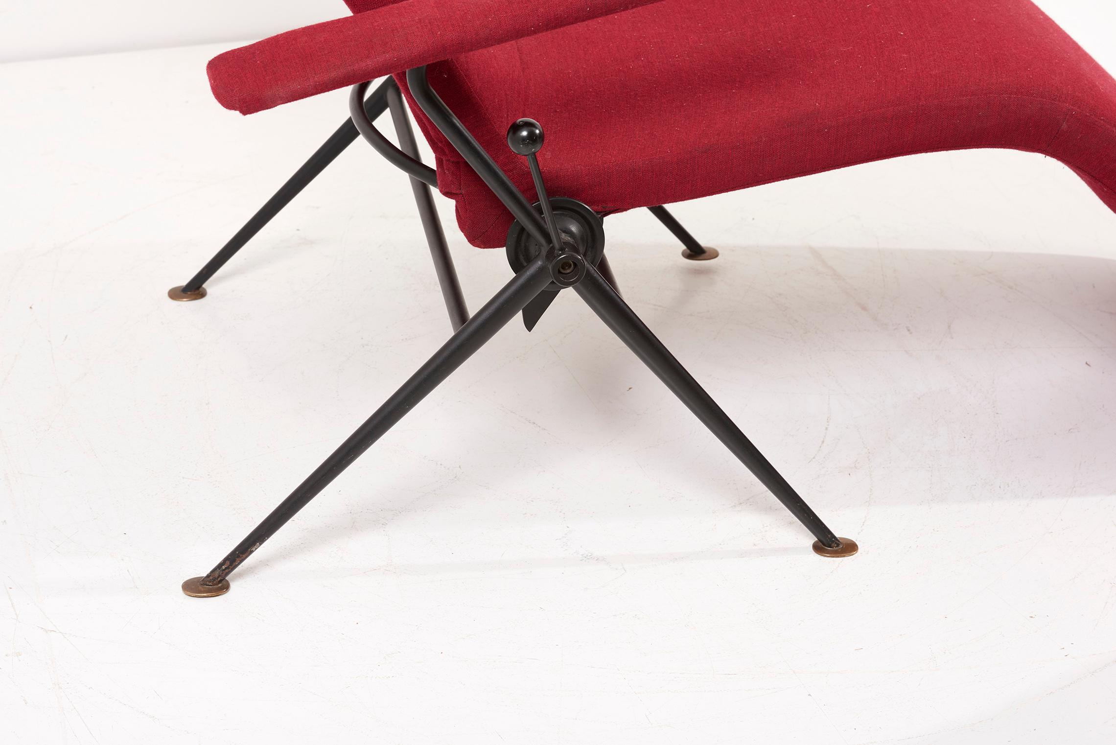 Karl Drabert Tagesbett / Easy Chair / Chaise in Rot 1950er Jahre, Deutschland 6