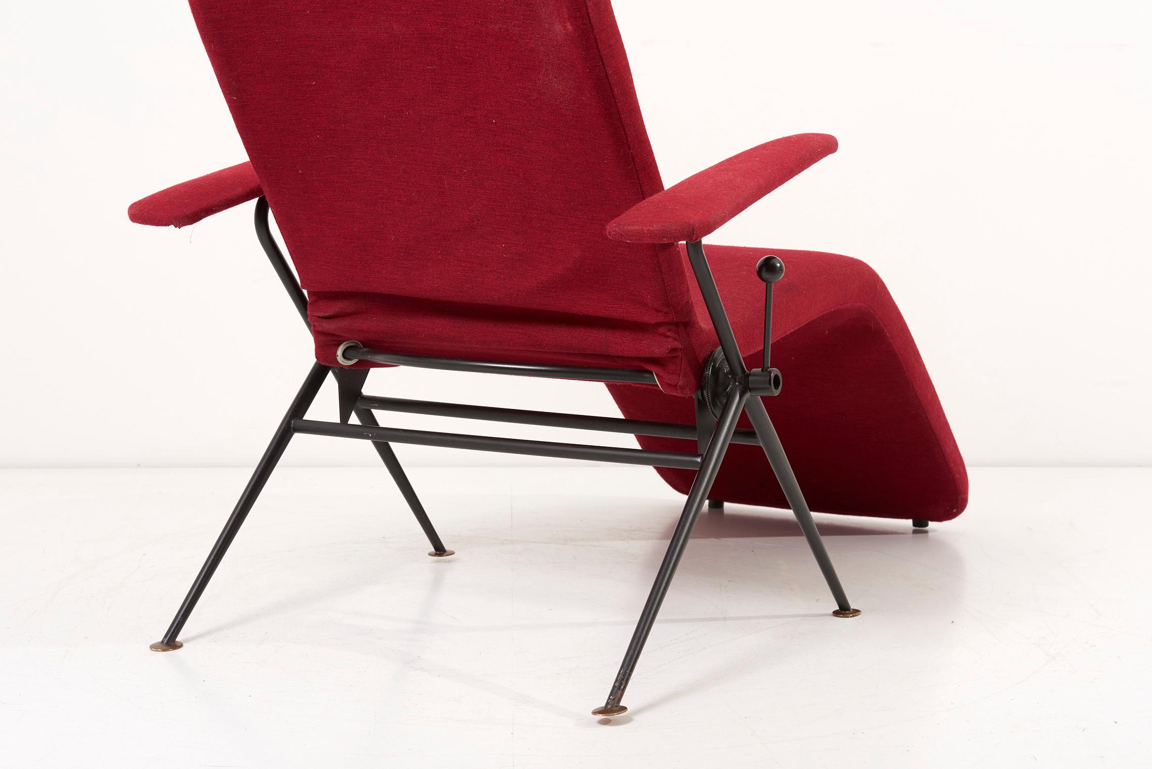 Karl Drabert Tagesbett / Easy Chair / Chaise in Rot 1950er Jahre, Deutschland 8