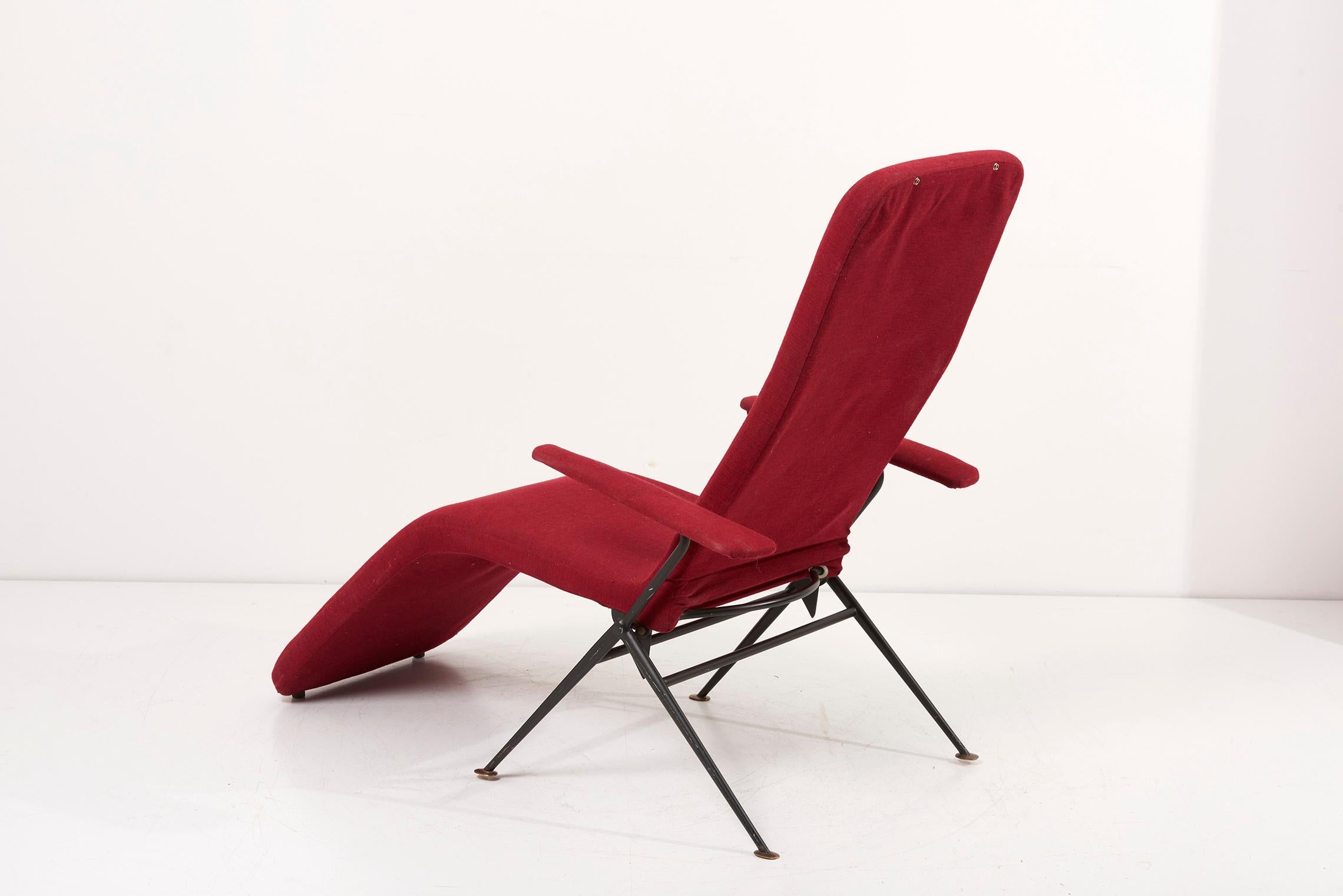 Karl Drabert Tagesbett / Easy Chair / Chaise in Rot 1950er Jahre, Deutschland 10