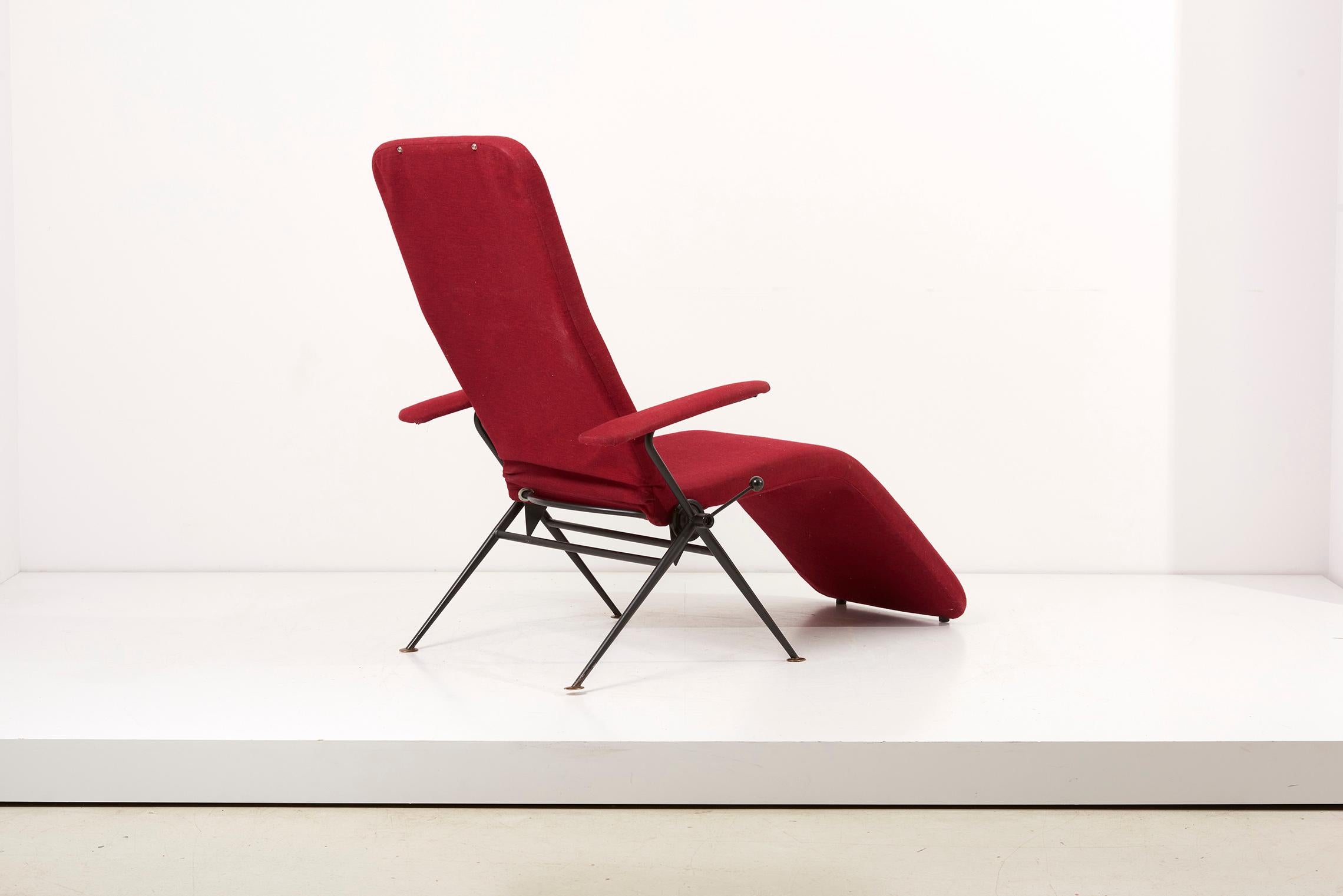 Karl Drabert Tagesbett / Easy Chair / Chaise in Rot 1950er Jahre, Deutschland (Moderne der Mitte des Jahrhunderts)