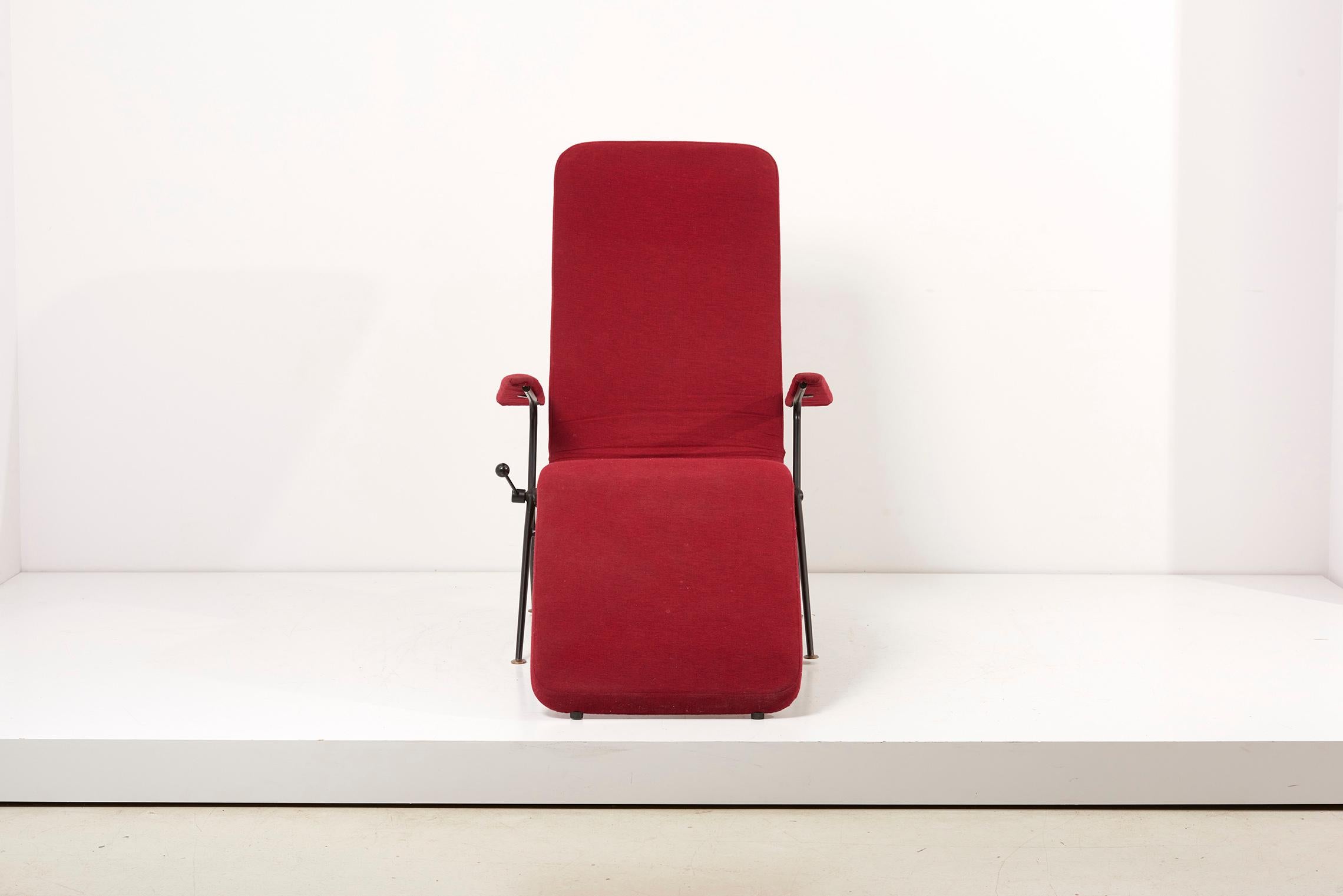 Karl Drabert Tagesbett / Easy Chair / Chaise in Rot 1950er Jahre, Deutschland (Mitte des 20. Jahrhunderts)