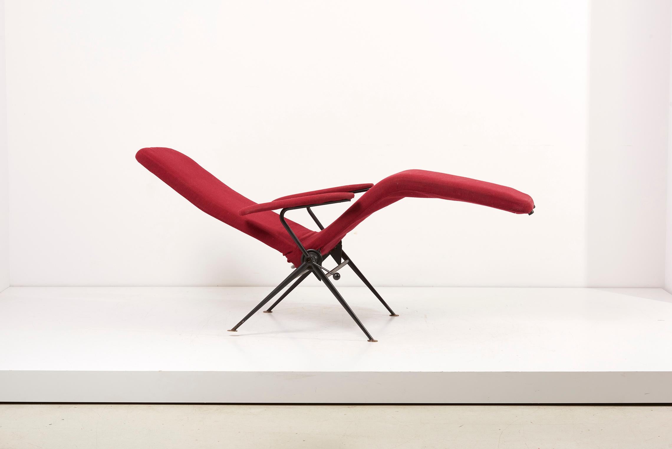 Karl Drabert Tagesbett / Easy Chair / Chaise in Rot 1950er Jahre, Deutschland 2