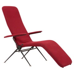 Karl Drabert Tagesbett / Easy Chair / Chaise in Rot 1950er Jahre, Deutschland