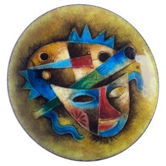 Karl Drerup enamel metal bowl , signed