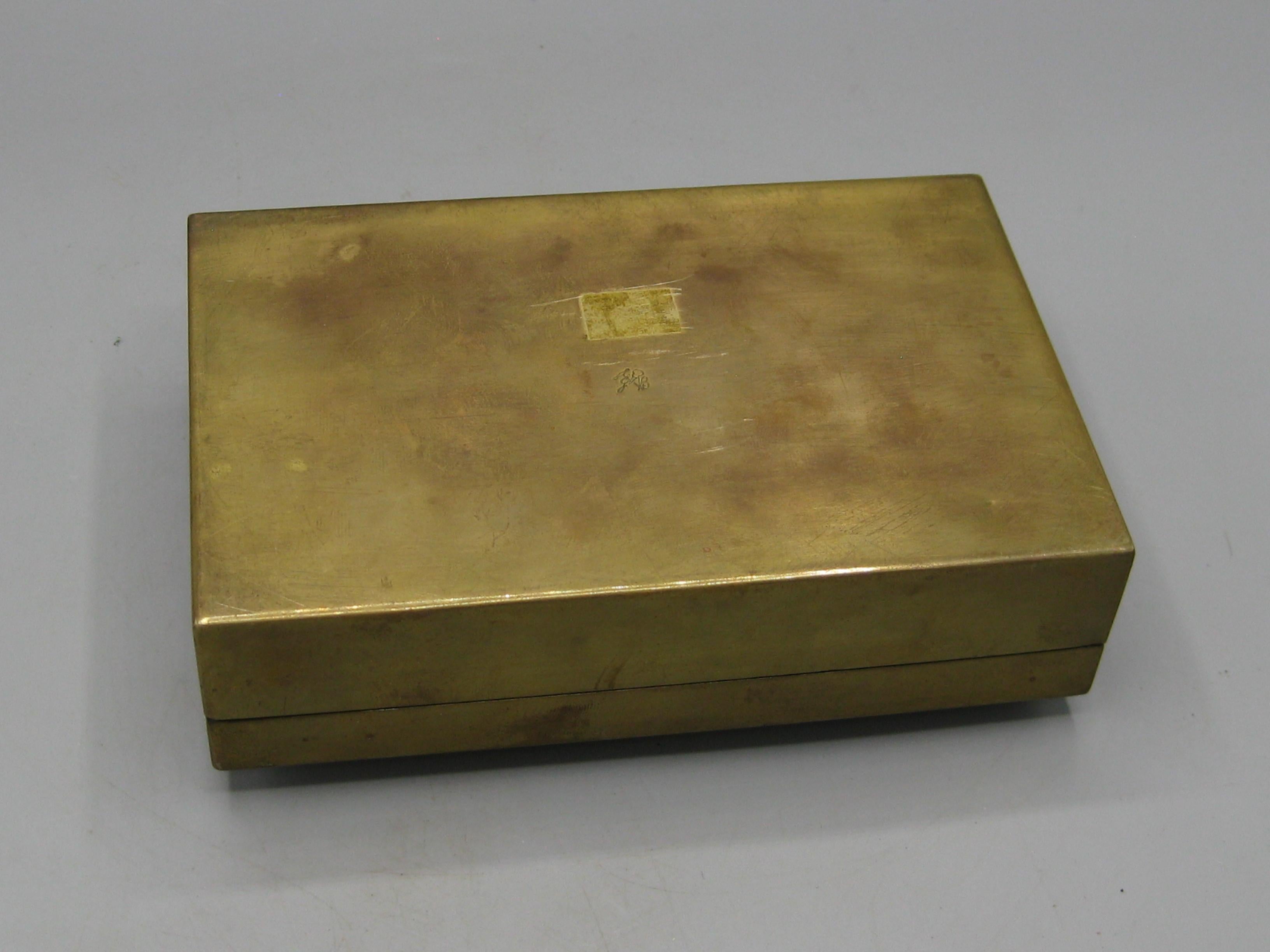 Karl Drerup Enamel on Copper Abstract Art Brass Desk Stash Trinket Cigarette Box For Sale 8