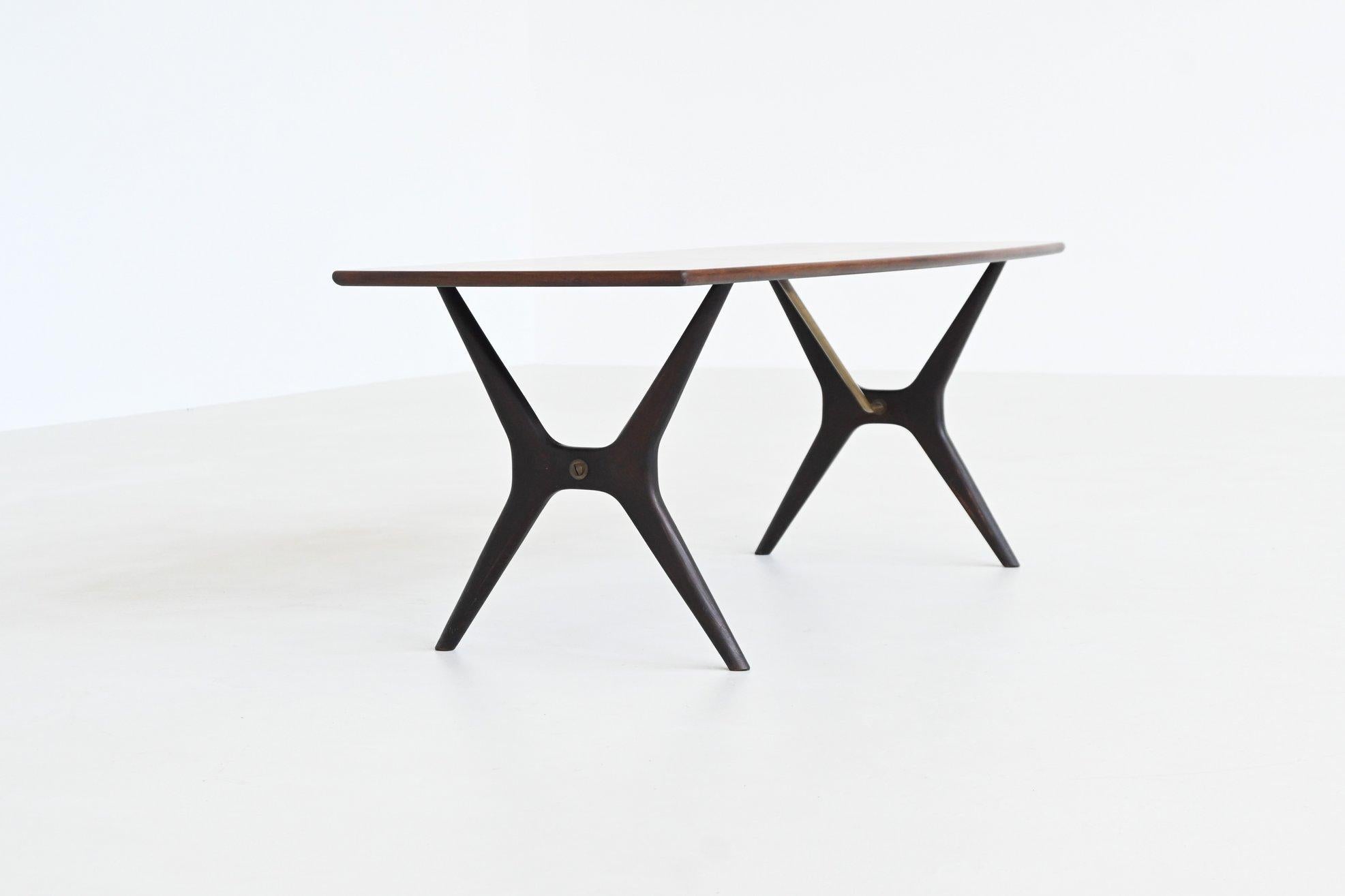 Scandinavian Modern Karl Ekselius sculptural coffee table rosewood J.O.C. Sweden 1960 For Sale